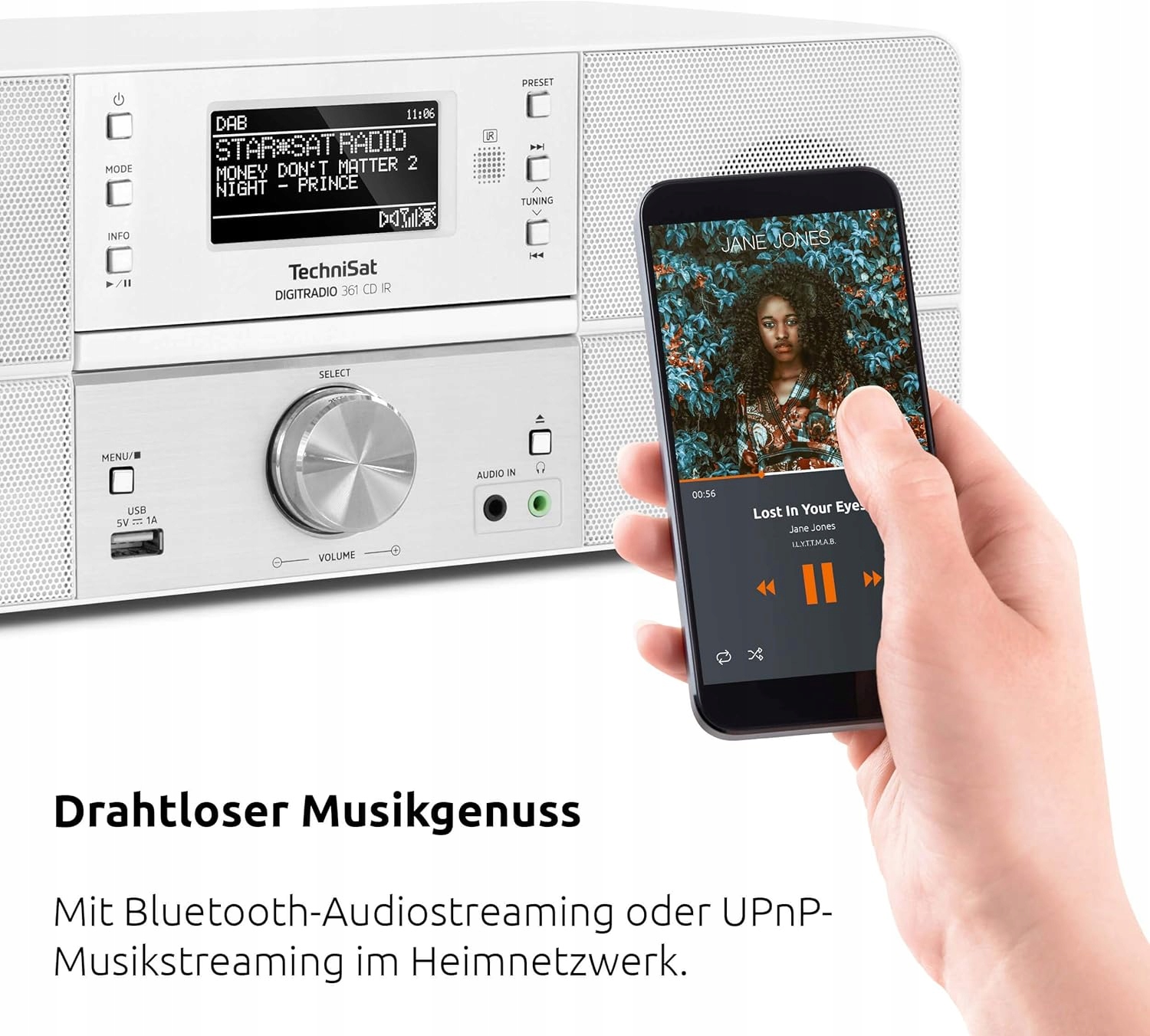 Radio sieciowe DAB+, FM, internetowe TechniSat DigitRadio 361 CD IR Białe