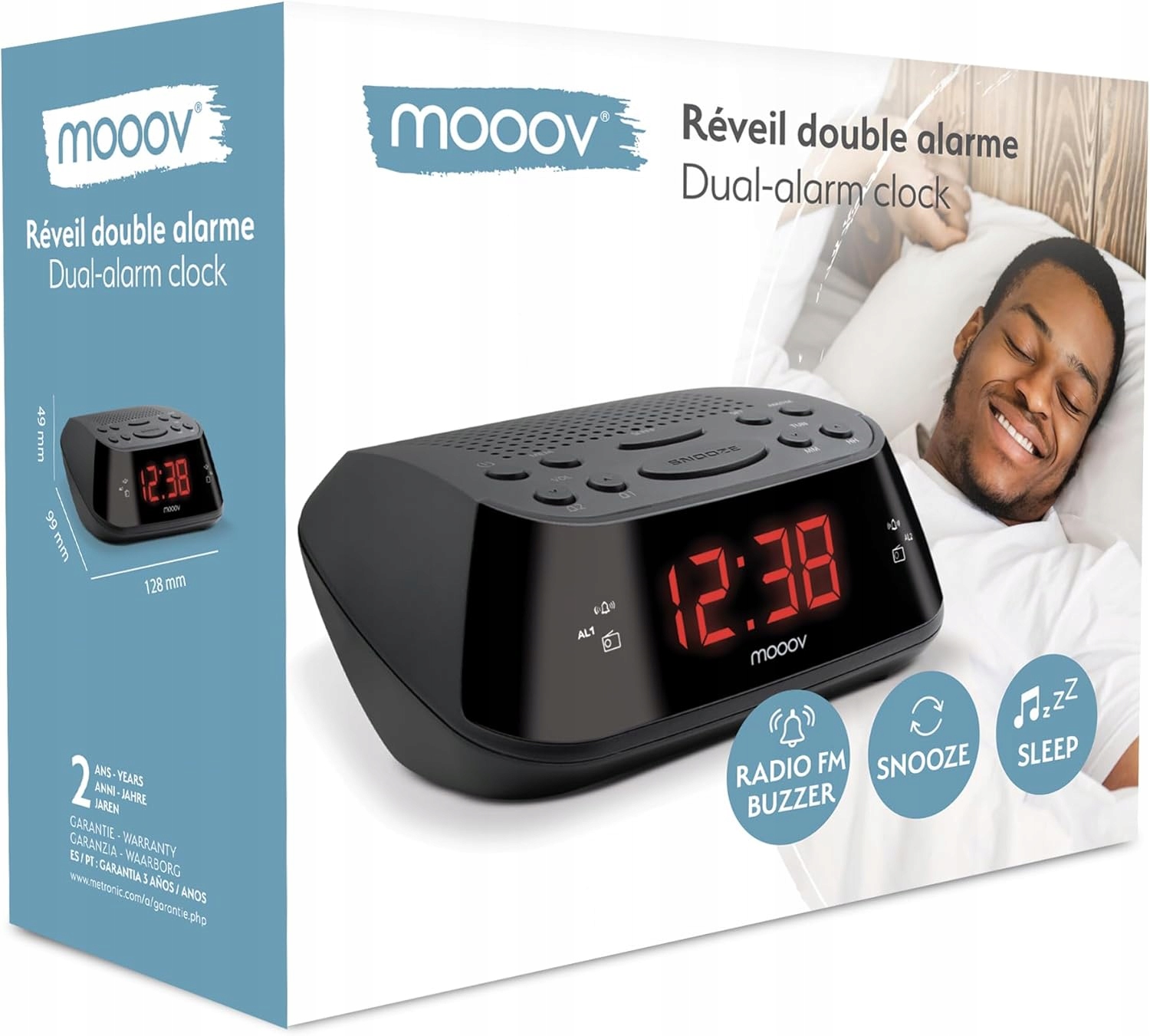 Radio sieciowe FM Metronic 477003 Radiobudzik, z podwójnym alarmem - Czarny