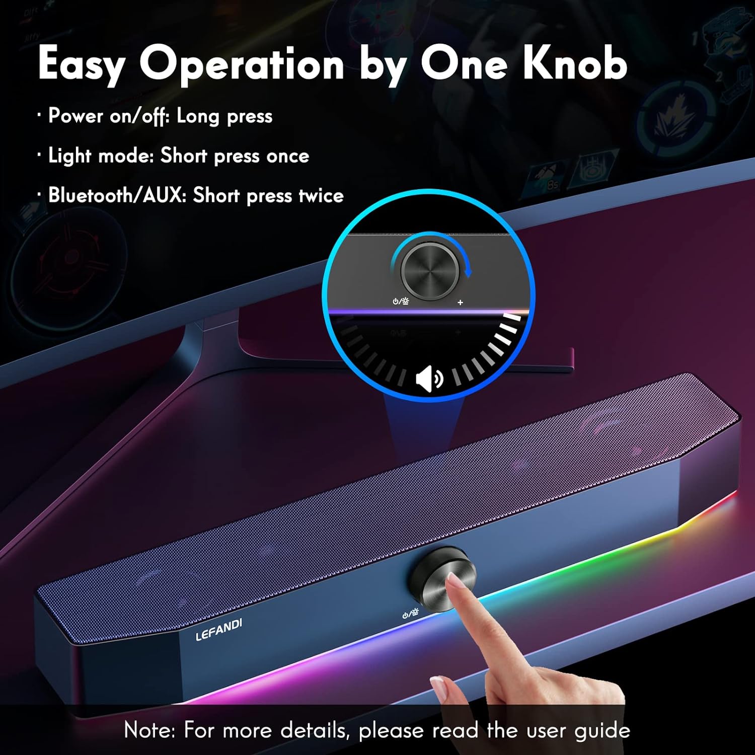 Głośnik przenośny komputerowy LEFANDI D528 czarny 10 W Oświetlenie RGB HIT!