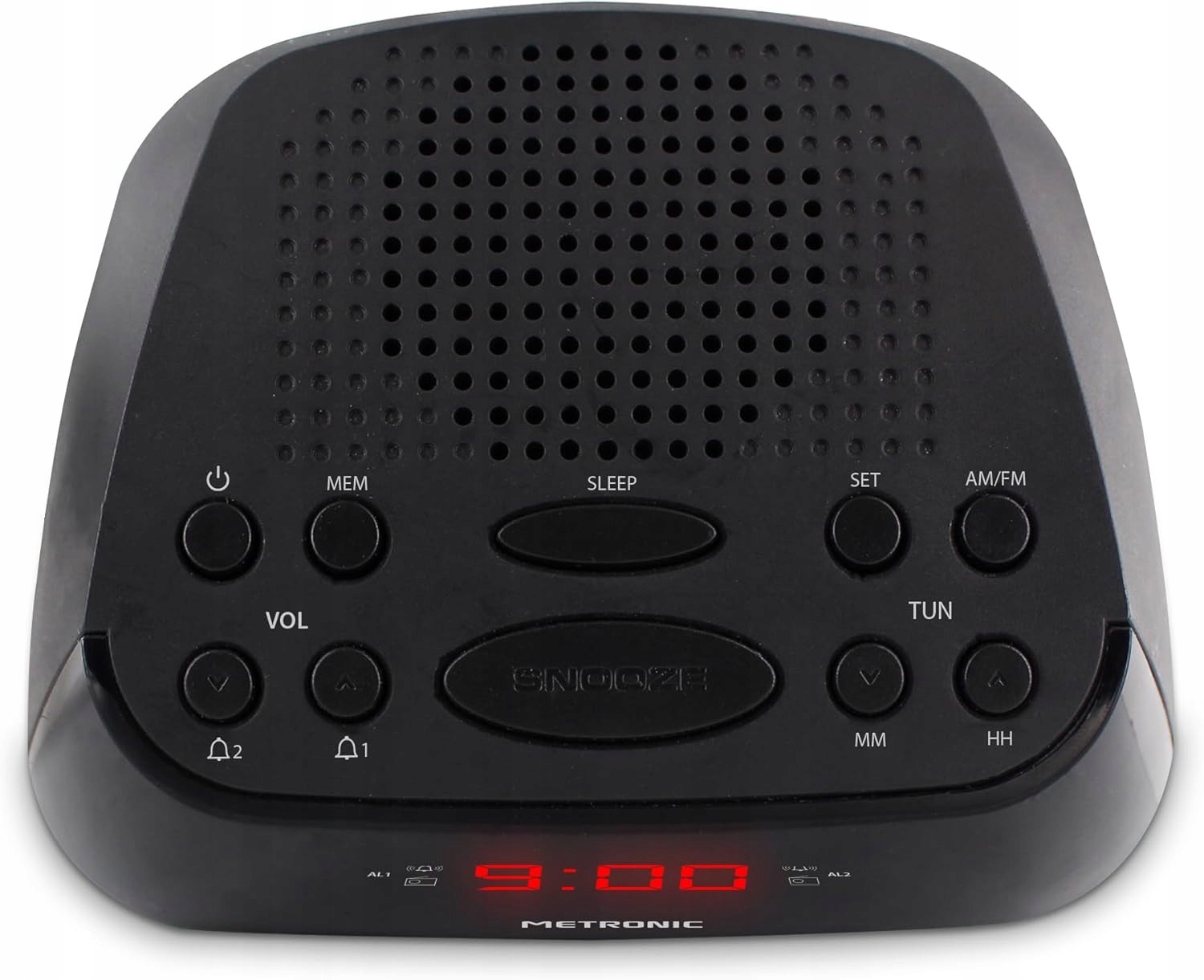 Radio sieciowe FM Metronic 477003 Radiobudzik, z podwójnym alarmem - Czarny