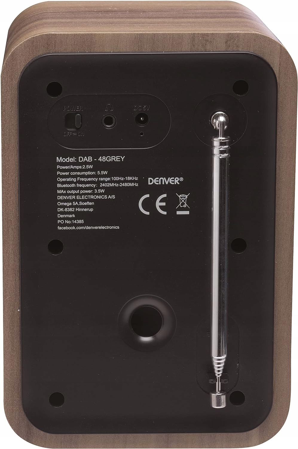 Radio sieciowe cyfrowe DAB+, FM Denver DAB-48 BLUETOOTH BUDZIK Szaro-Brązow