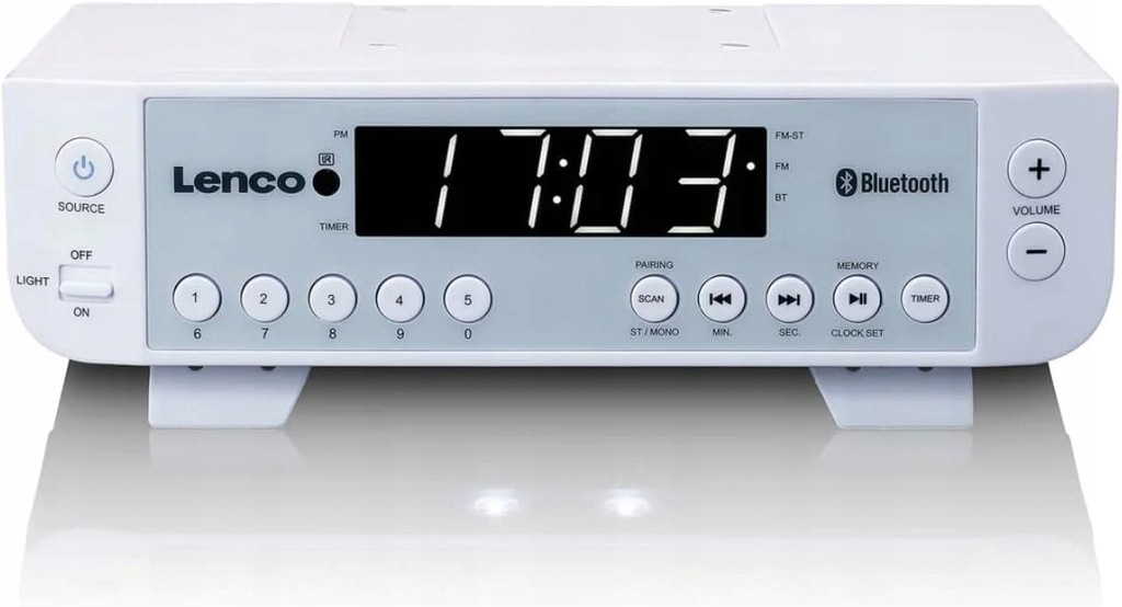 Radio sieciowe Odtwarzacz Bluetooth Radio FM Lenco KCR-100 Biały HIT!