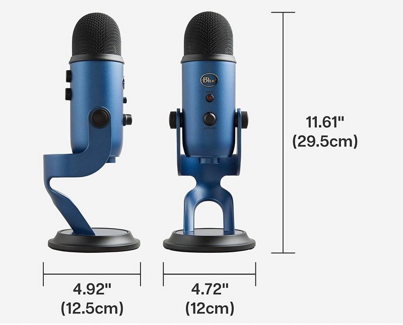 Mikrofon pojemnościowy studyjny BLUE YETI NIEBIESKI USB - granatowy