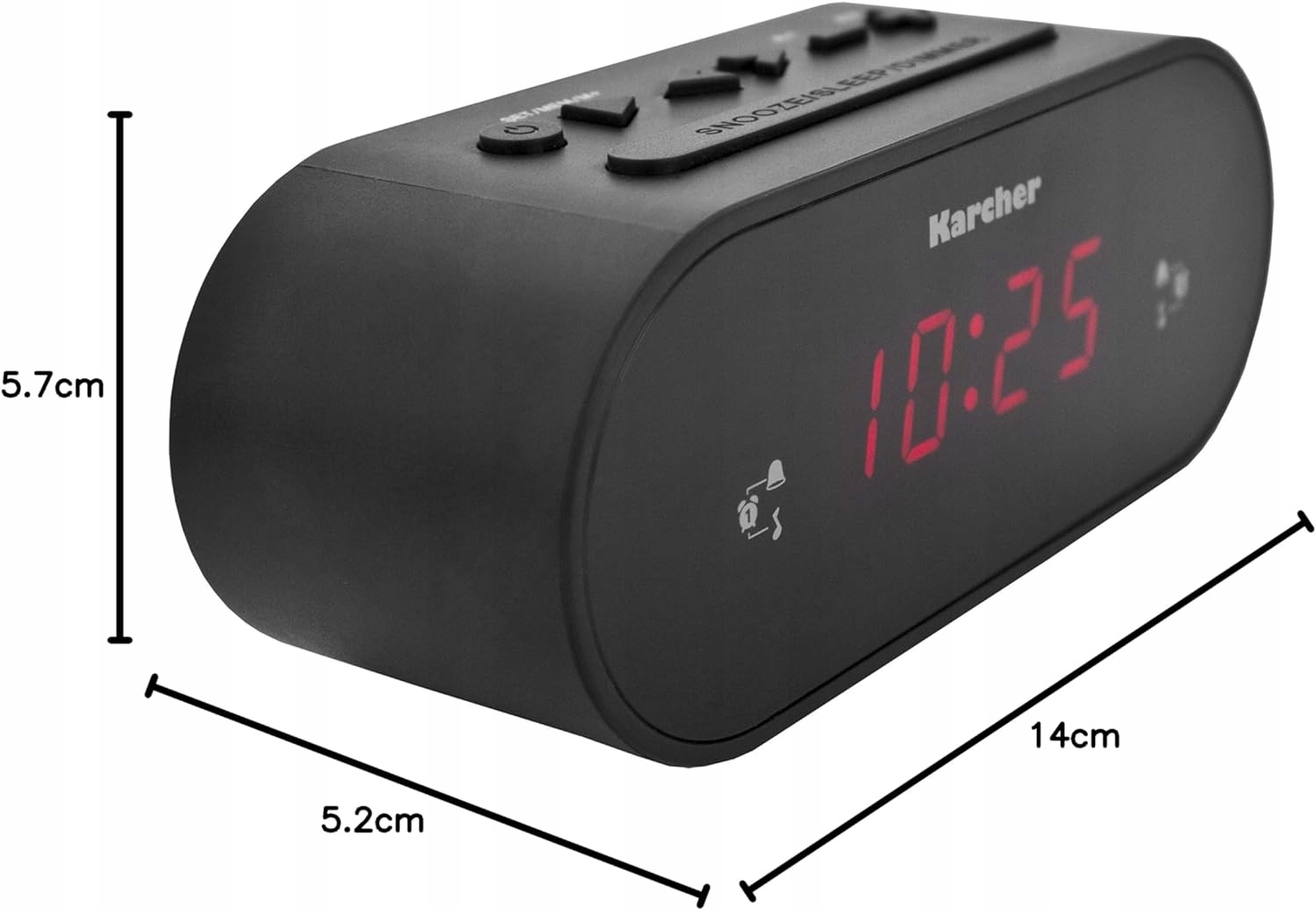 Radiobudzik FM Karcher UR1030 podwójny alarm LCD ściemniacz drzemka CZARNY