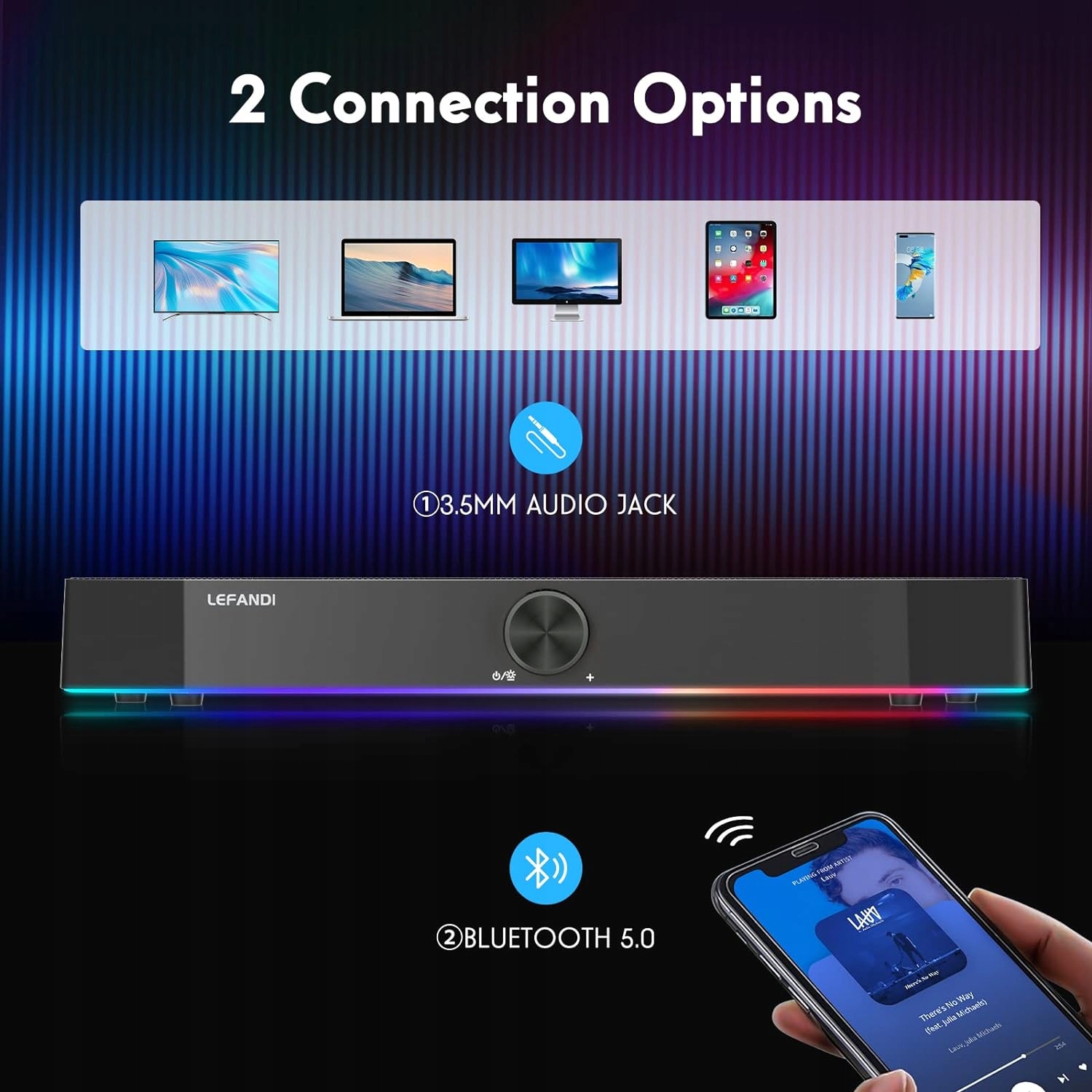 Głośnik przenośny komputerowy LEFANDI D528 czarny 10 W Oświetlenie RGB HIT!