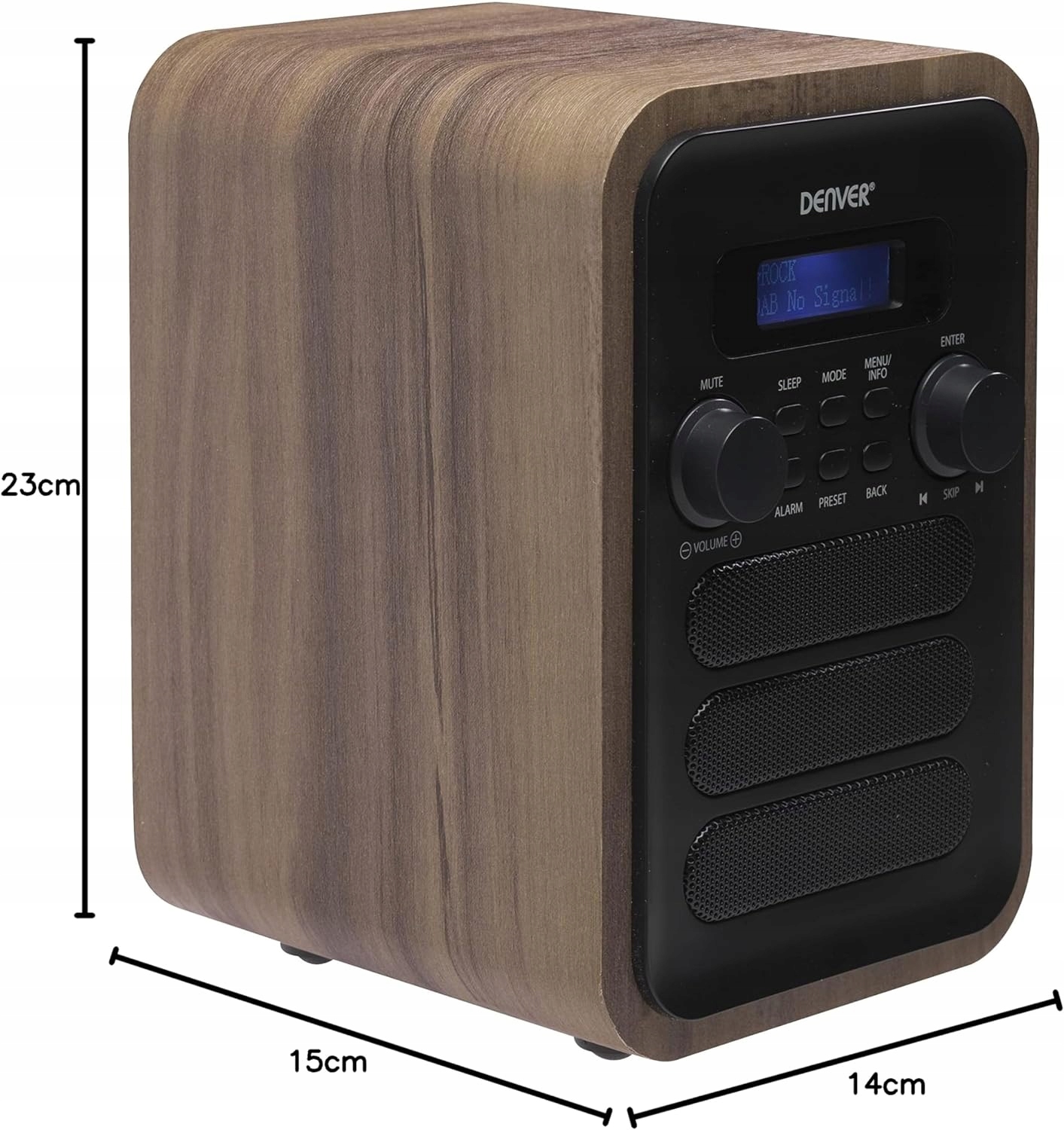 Radio sieciowe cyfrowe DAB+, FM Denver DAB-48 BLUETOOTH BUDZIK Szaro-Brązow