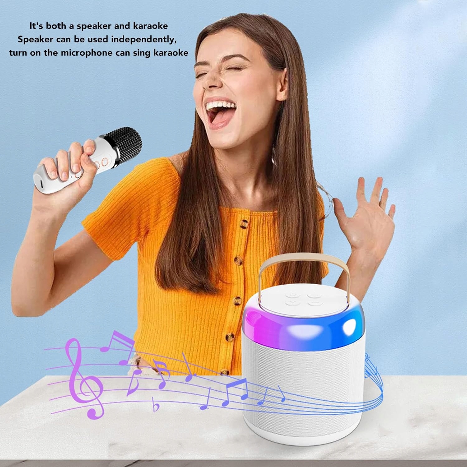 Karaoke Dpofirs RGB przenośne głośnik karaoke Bluetooth + 2 Mikrofony HIT !