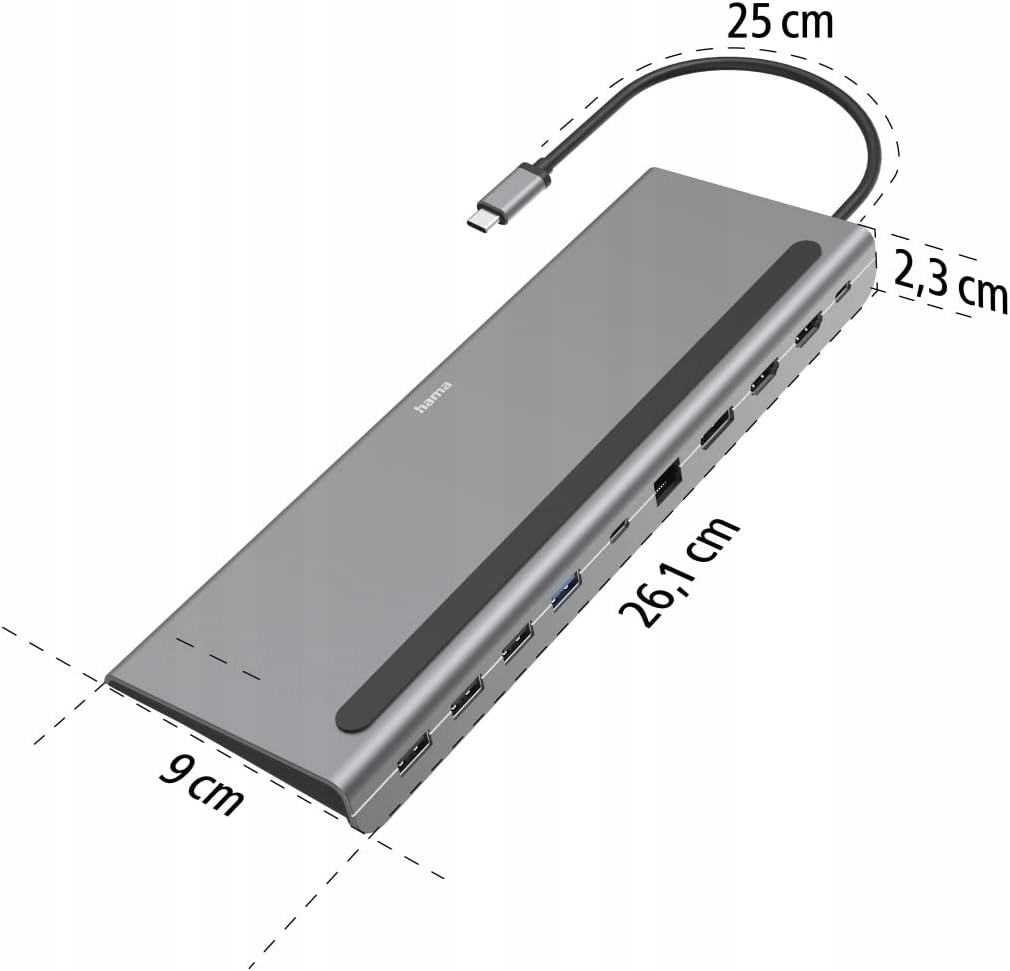 Hama STACJA DOKUJĄCA USB-C 10 portów USB HDM DP