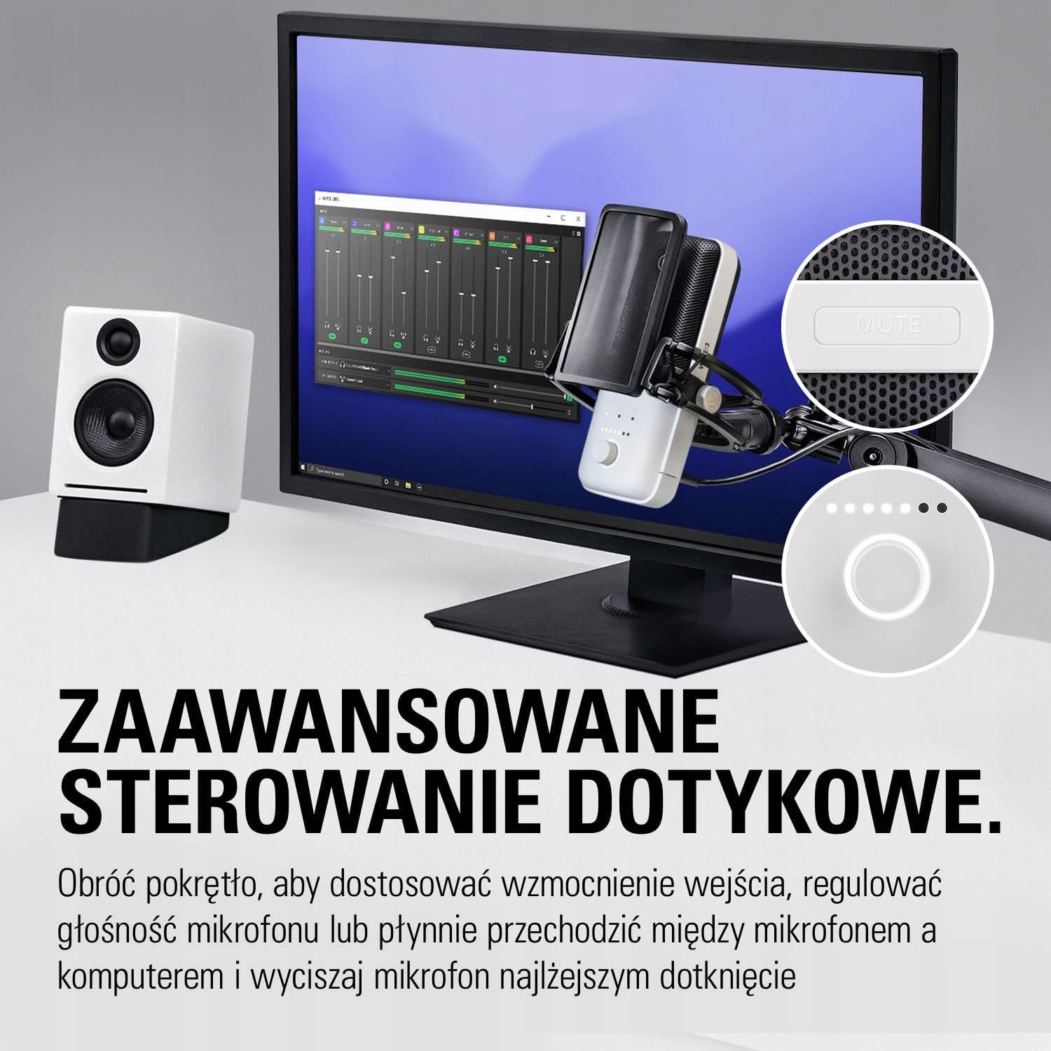 Mikrofon Studyjny Elgato Wave:3 White Pojemnościowy USB-C Stream Dla Graczy