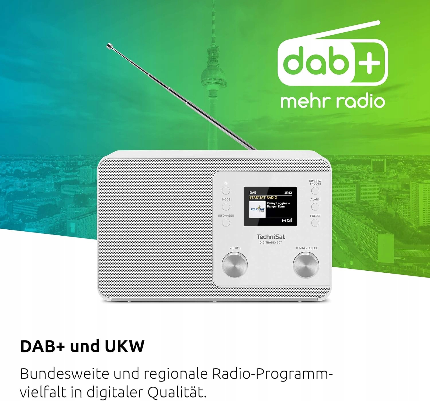 Radio sieciowe odtwarzacz radia DAB+, FM TechniSat DIGITRADIO 307 Biały AUX