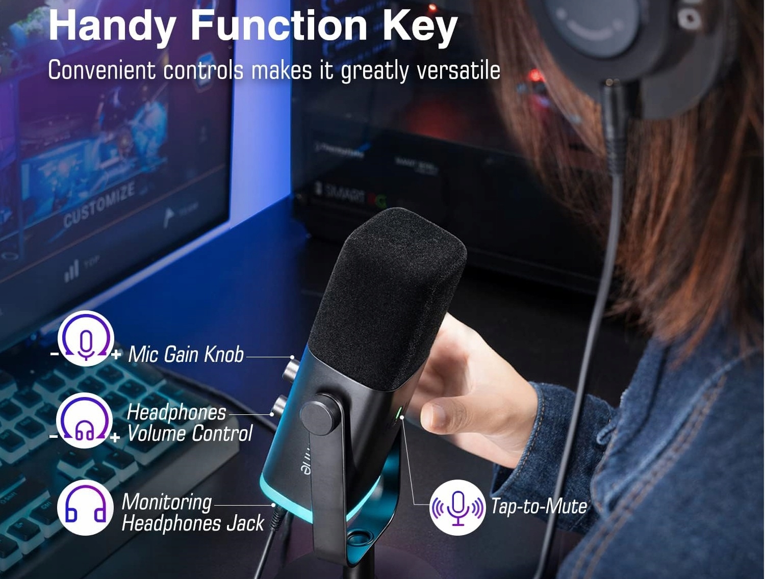 Mikrofon dynamiczny studyjny Fifine AM8 AMPLIGAME USB/XLR RGB gamingowy PnP