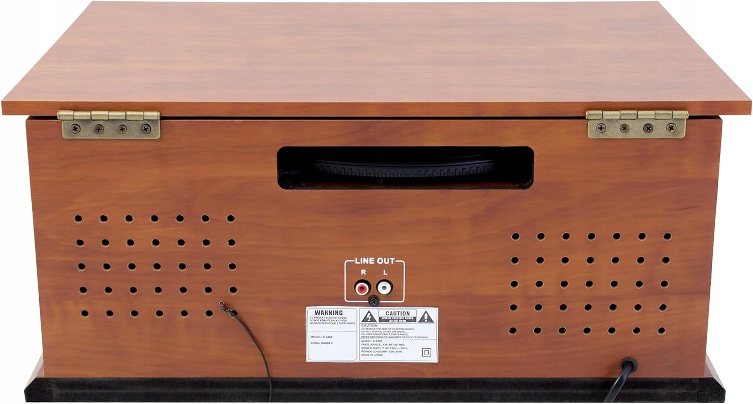 Gramofon Karcher NO-036 brązowy Odtwarzacz CD, Bluetooth, kasety, USB, FM