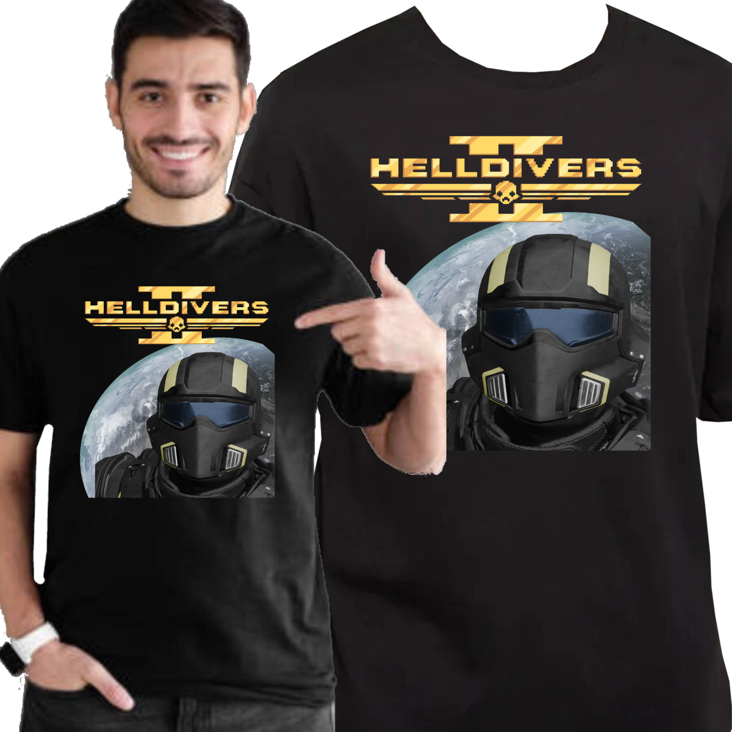KOSZULKA GAMINGOWA HELLDIVERS PREMIUM NADRUK DLA GRACZA M 3459 CZARNA