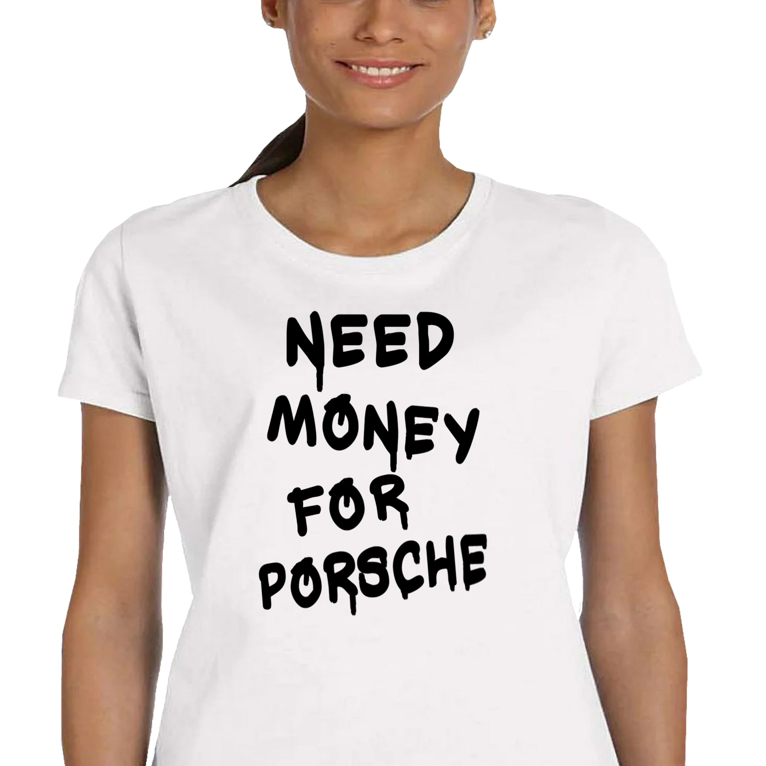 P108 DAMSKA KOSZULKA MĘSKA NEED MONEY FOR PORSCHE PREZENT BAWEŁNA XL