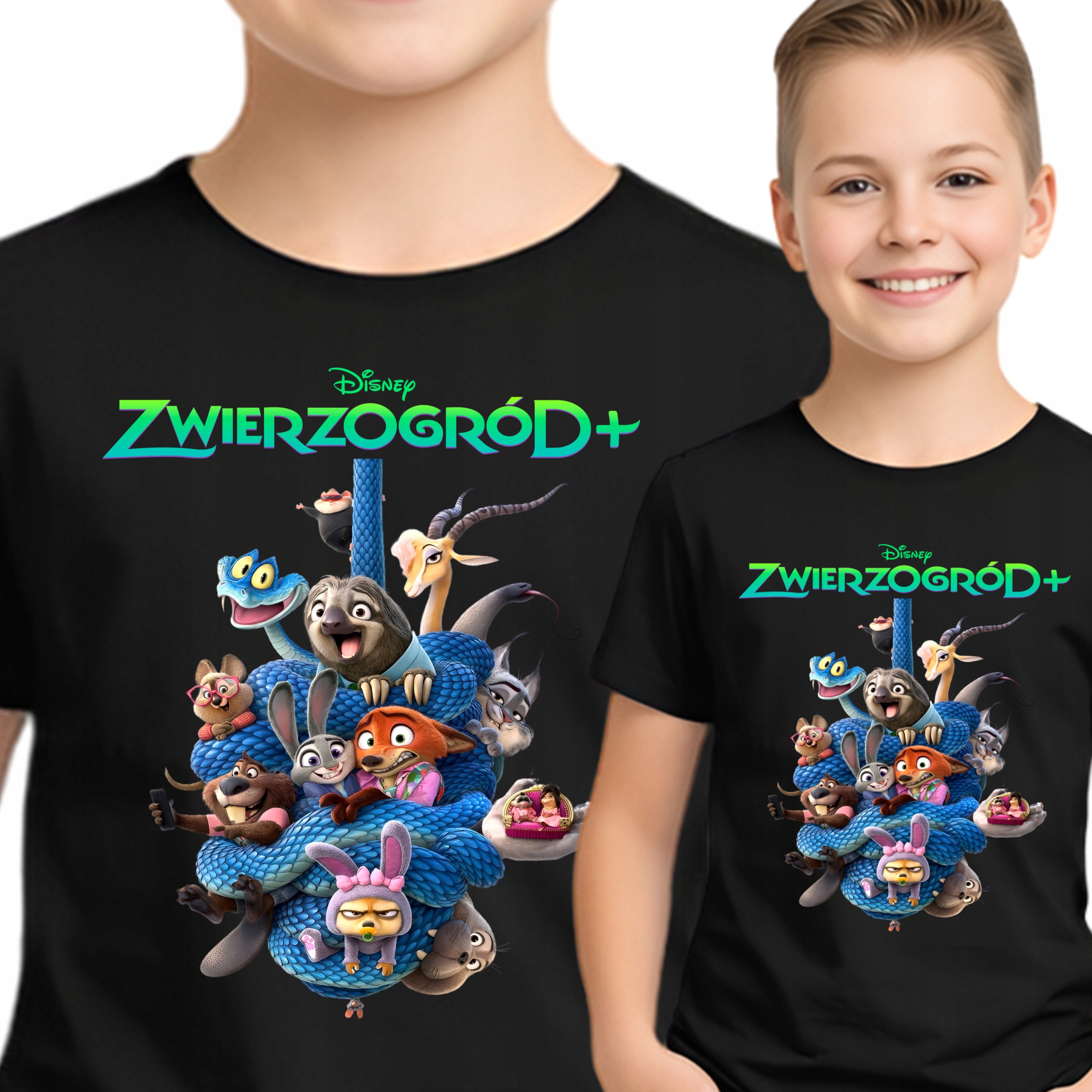 Zwierzogród Koszulka Dziecięca Zootopia T-Shirt Nick Judy 140 P399 Czarna