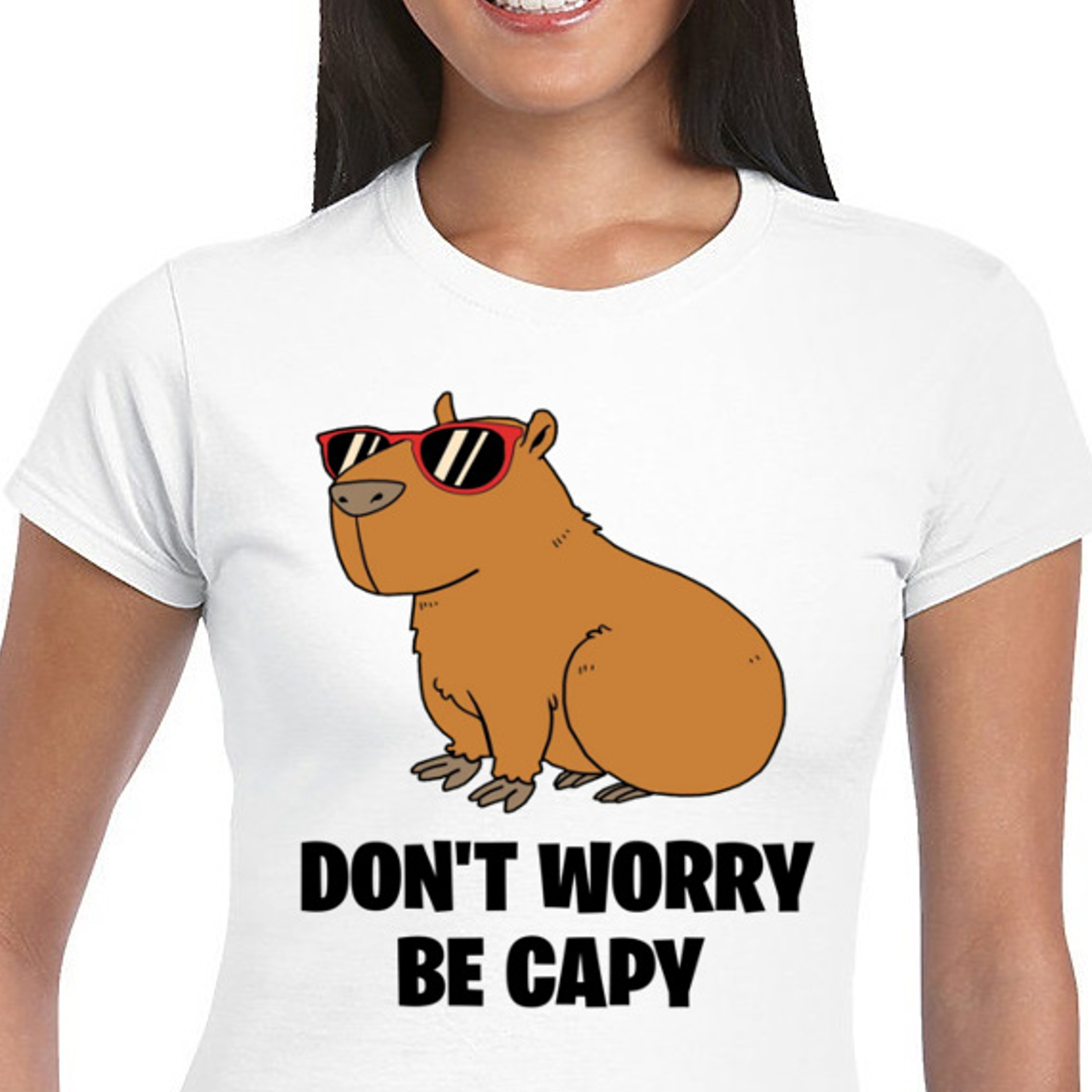 3211 DAMSKA KOSZULKA ŚMIESZNA KAPIBARA CAPYBARA S