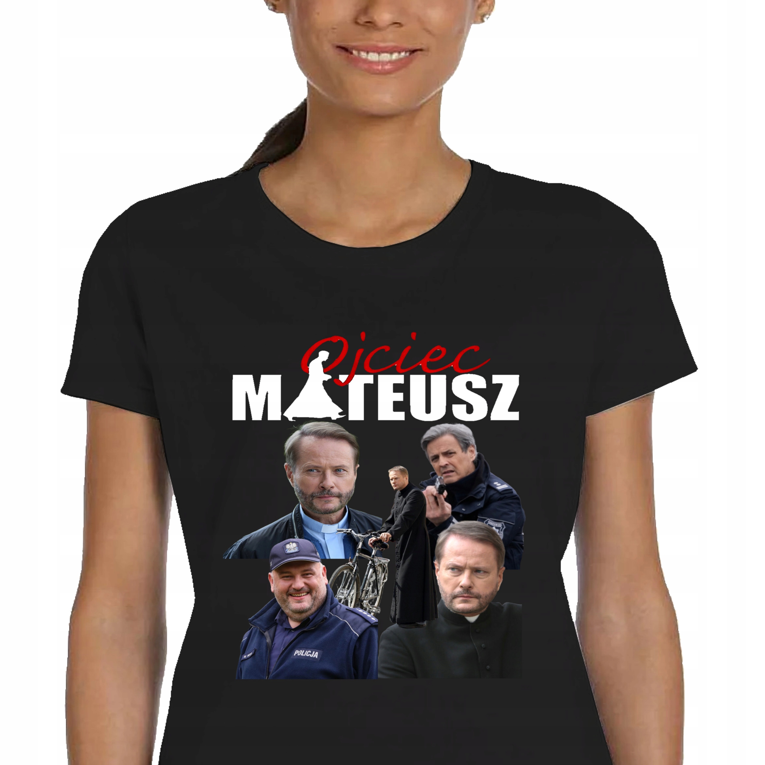 DAMSKA KOSZULKA CZARNA OJCIEC MATEUSZ SERIAL TVP DLA FANA XL P358