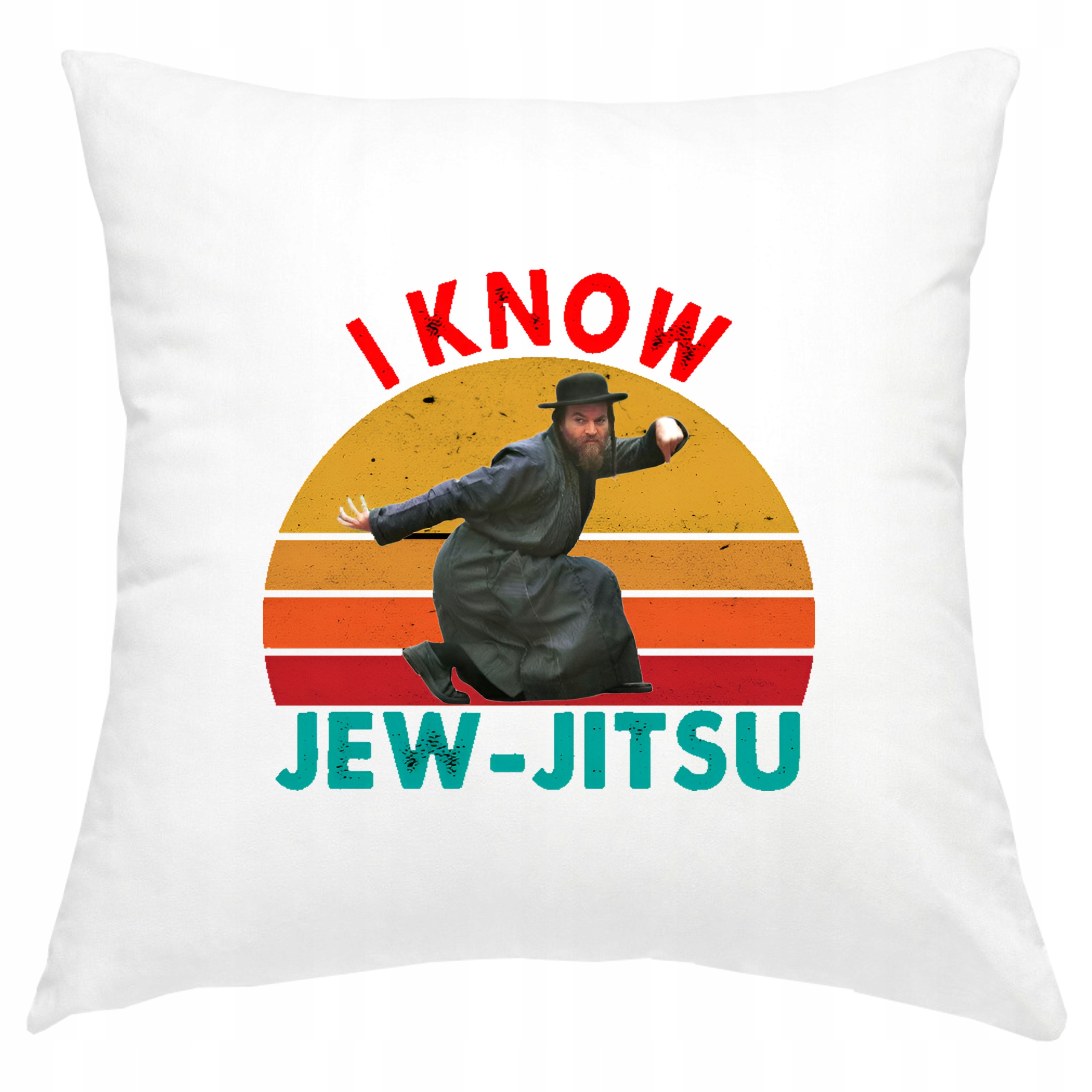P345 PODUSZKA POSZEWKA Z NADRUKIEM Jew Jitsu I KNOW JEW-JITSU