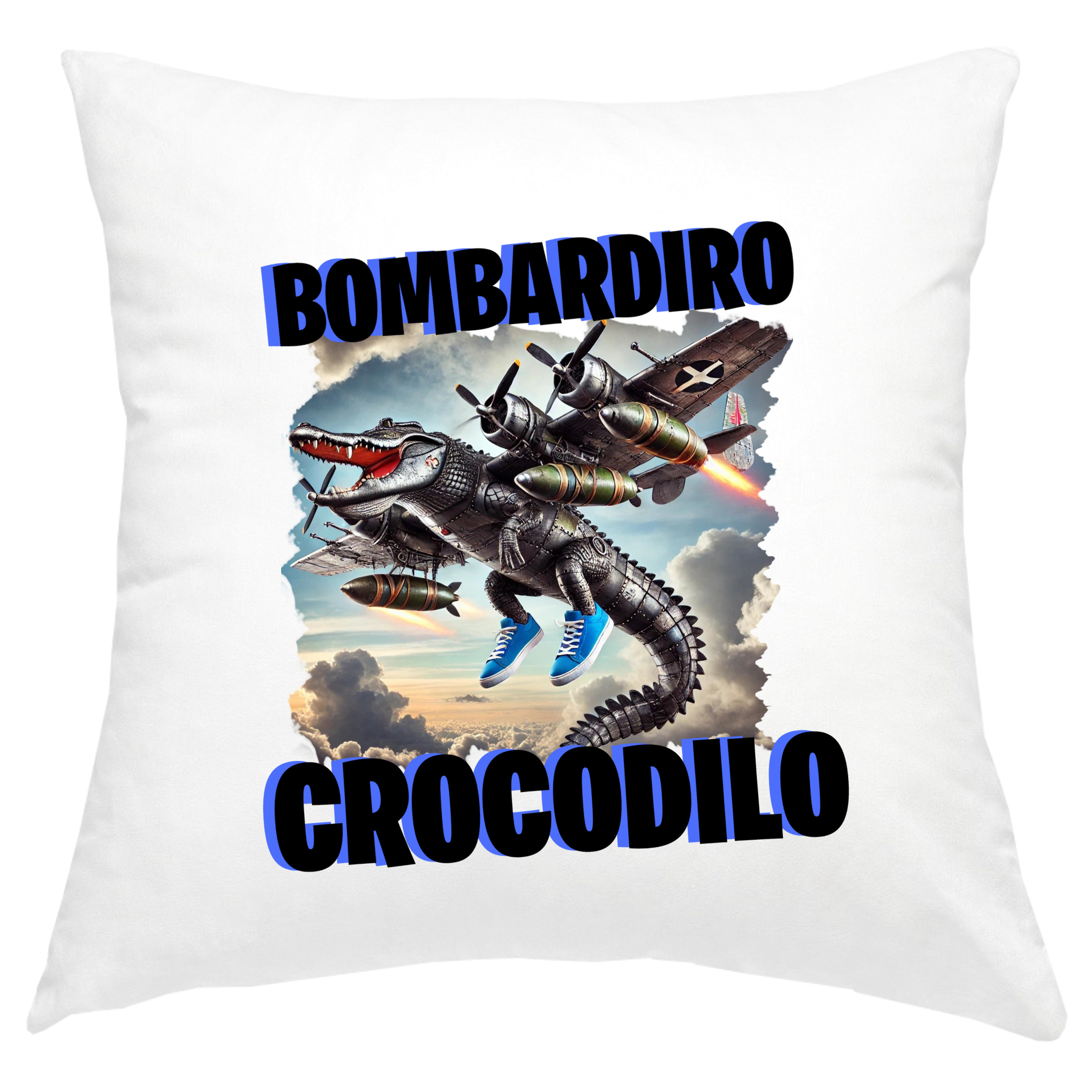 P335 PODUSZKA POSZEWKA Z NADRUKIEM MEMY Bombardiro Crocodilo Jakość Premium
