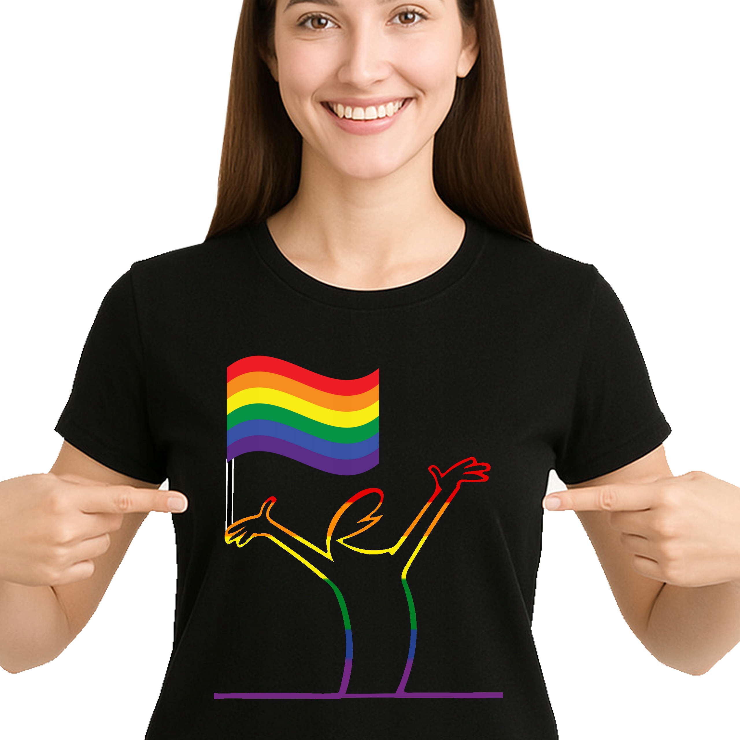 ŚMIESZNA KOSZULKA DAMSKA BALUM LA LINEA TĘCZOWE LGBT LGBTQ+ XL 3510 CZARNA