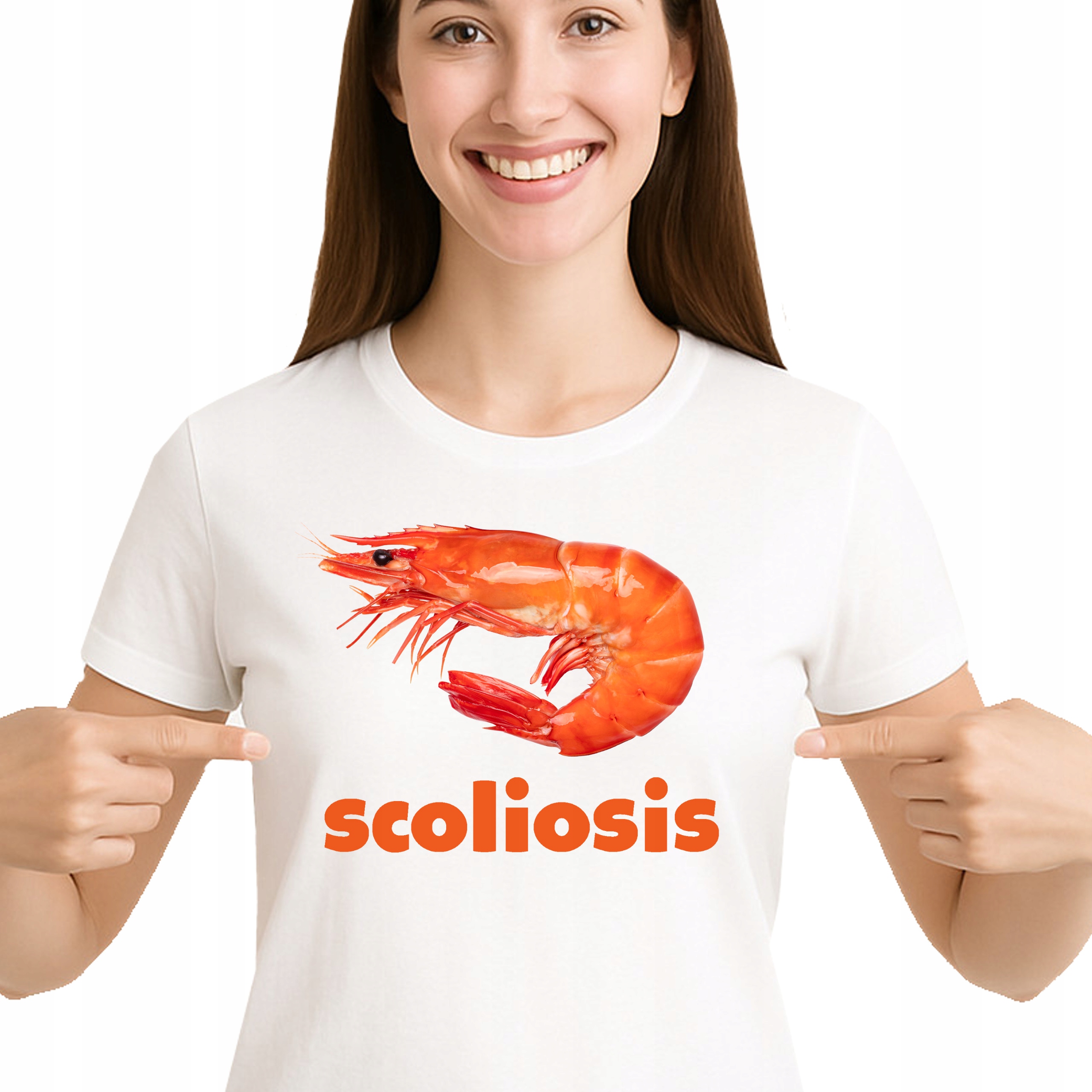 ŚMIESZNA KOSZULKA SCOLIOSIS DAMSKA KREWETKA MEM HUMOR PREMIUM XXL 3518