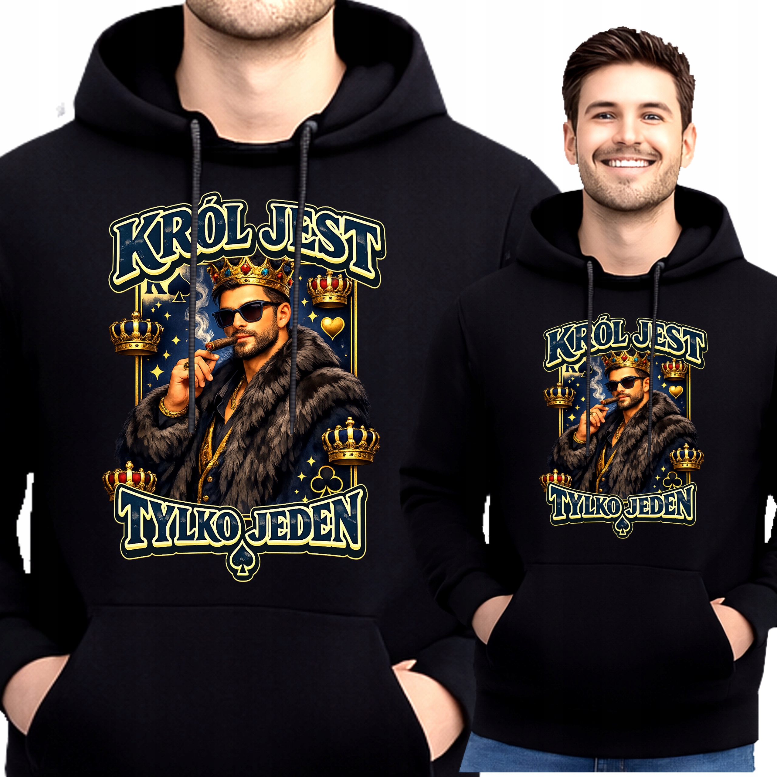 Bluza Męska Król Jest Tylko Jeden Śmieszna Korona Karta M P411