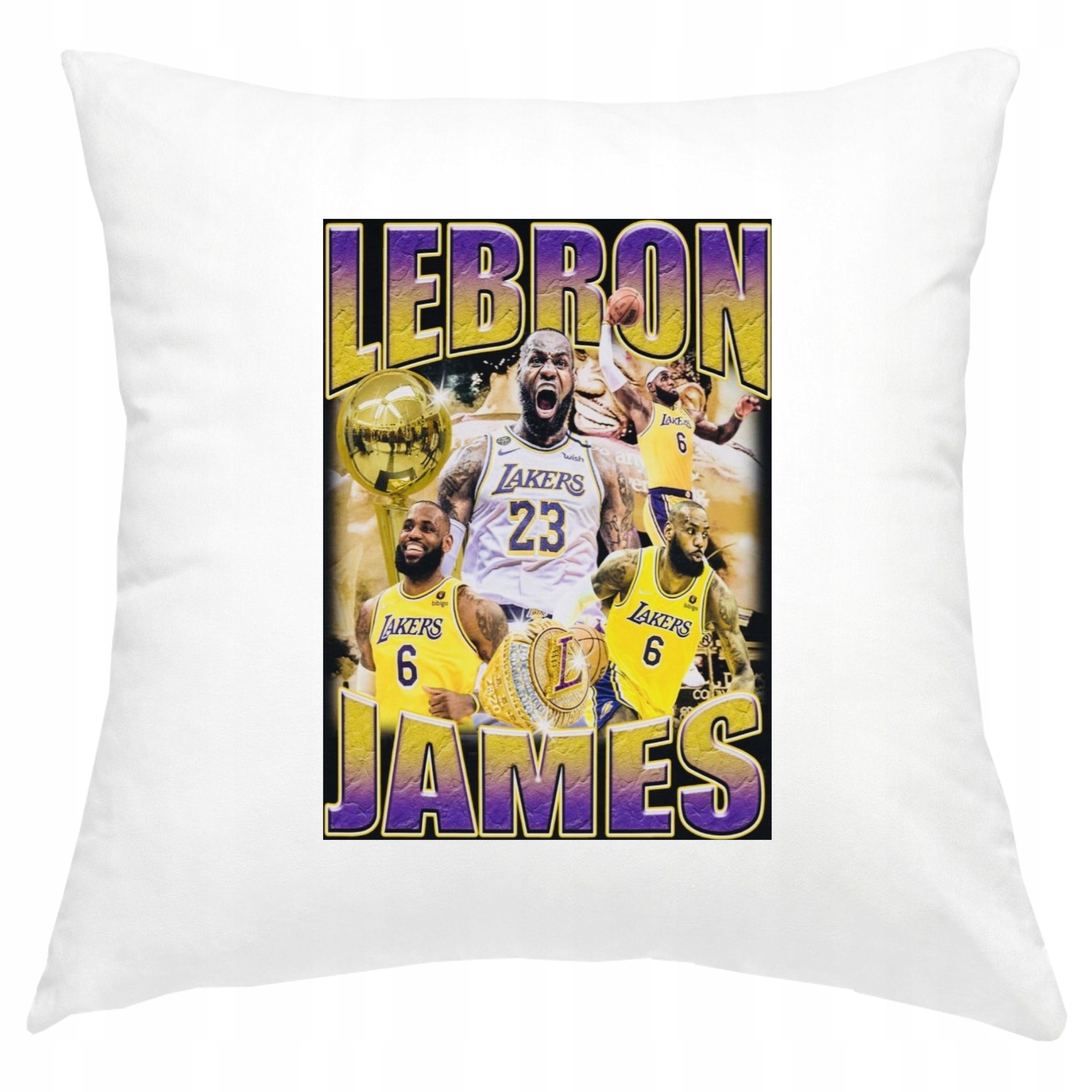 P316 PODUSZKA POSZEWKA Z NADRUKIEM LEBRON JAMES LOS ANGELES LAKERS NBA