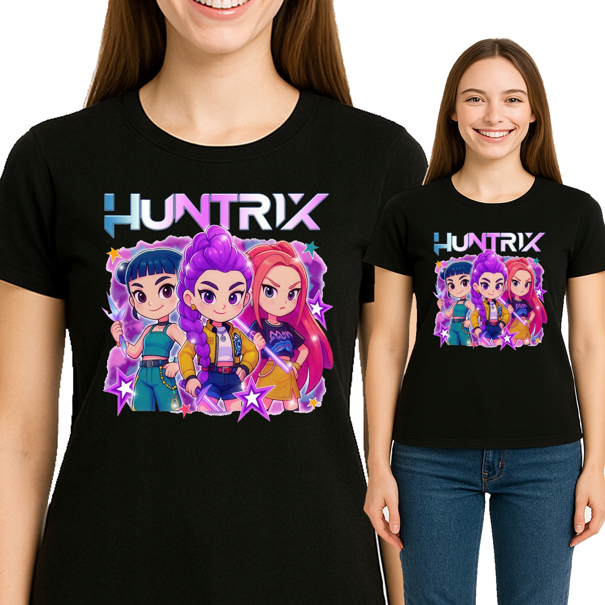 DAMSKA KOSZULKA Huntrix K-POP Hunters Demon ANIME SAJA BOYS L 3521 CZARNA