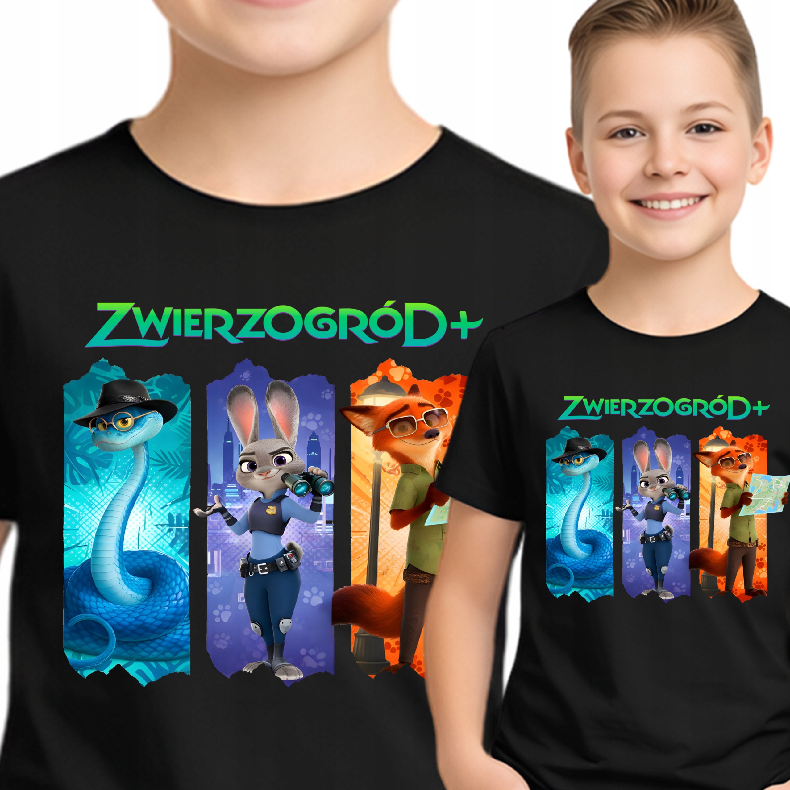 Zwierzogród Koszulka Dziecięca Zootopia T-Shirt Judy Nick 152 P398 Czarna