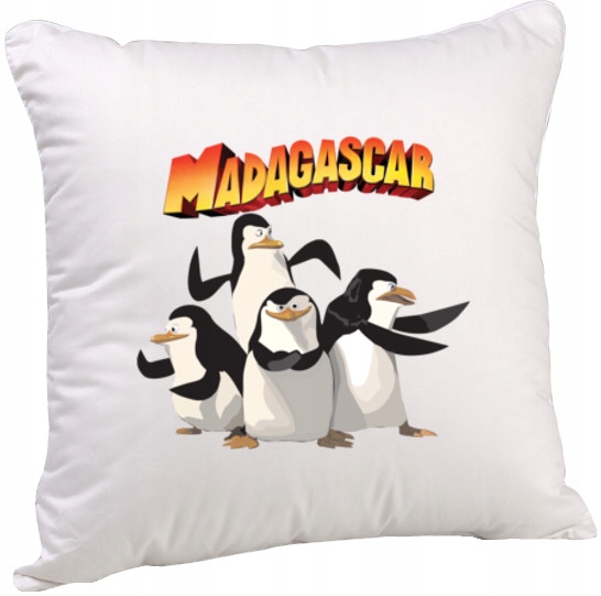 3258 PODUSZKA PINGWINY Z MADAGASKARU 40x40 CM