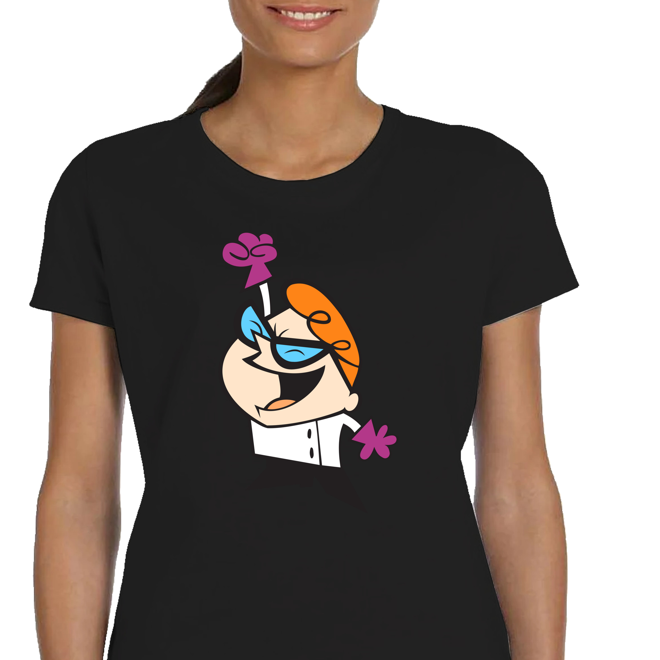 P033 DAMSKA KOSZULKA DEXTER LABORATORY CARTOON NETWORK DEE DEE S CZARNA