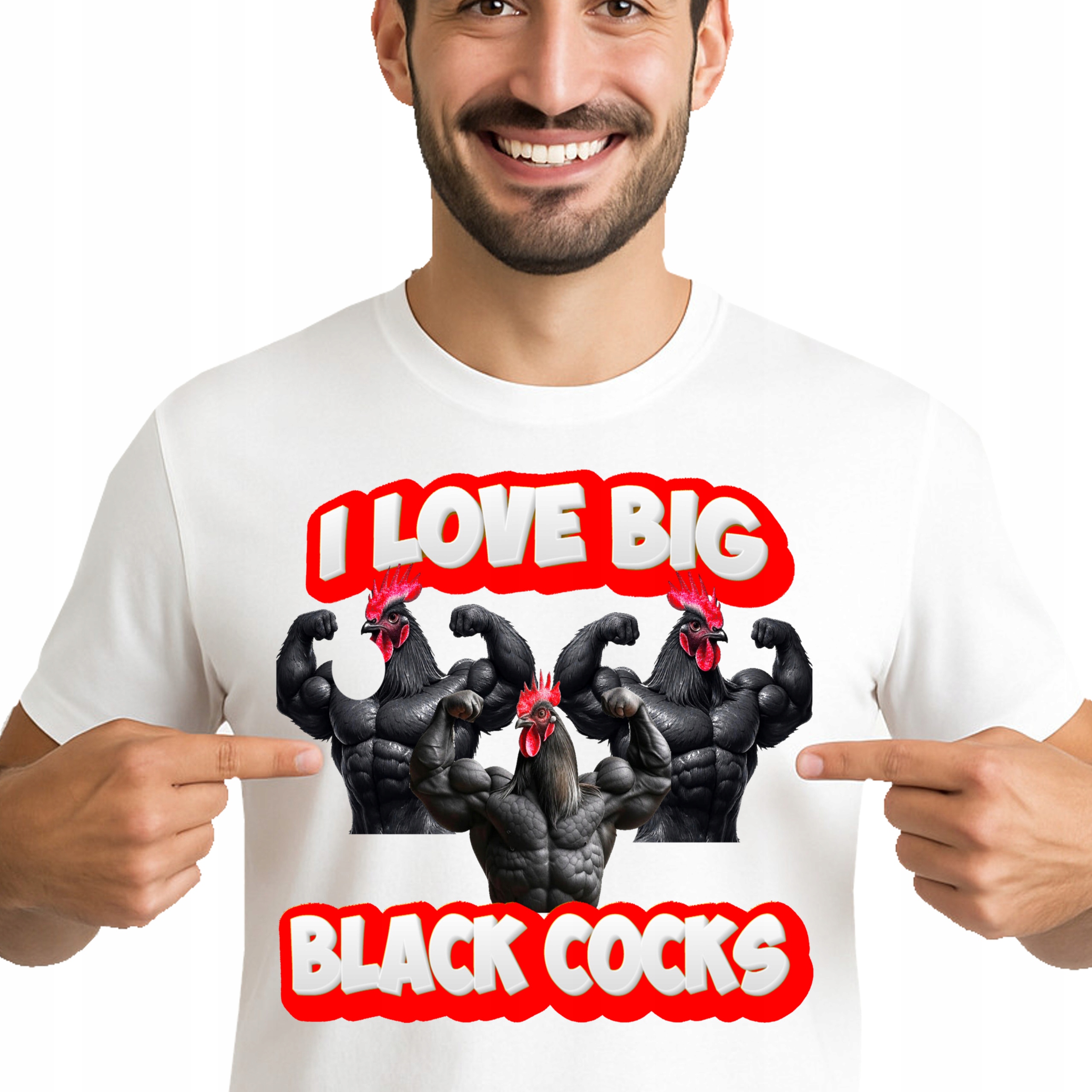 Śmieszna Koszulka I Love Big Black Cocks KOGUT Jakość Premium L 3529