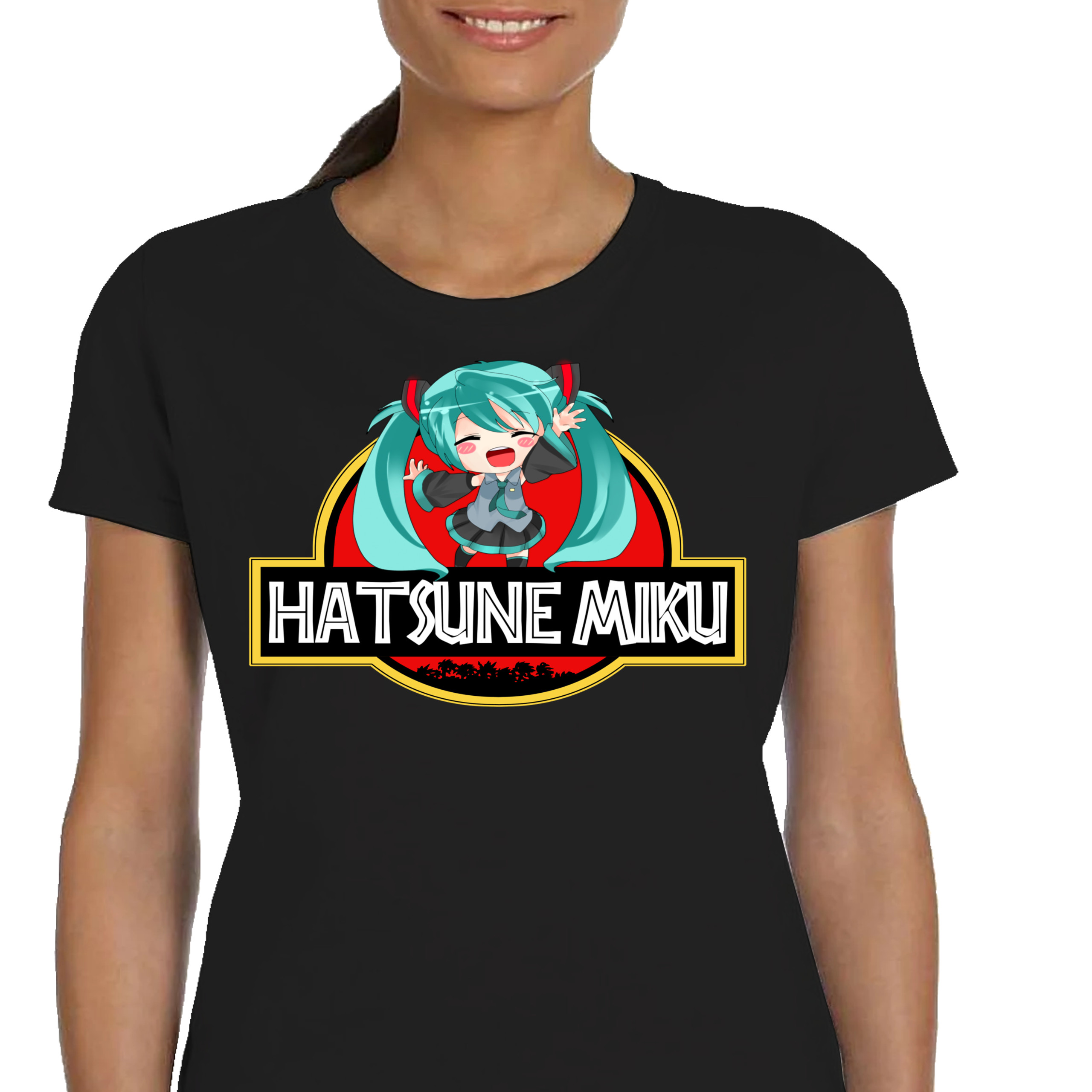 P161 DAMSKA KOSZULKA HATSUNE MIKU VOCALOID BAWEŁNA KPOP ANIME CZARNA XXL