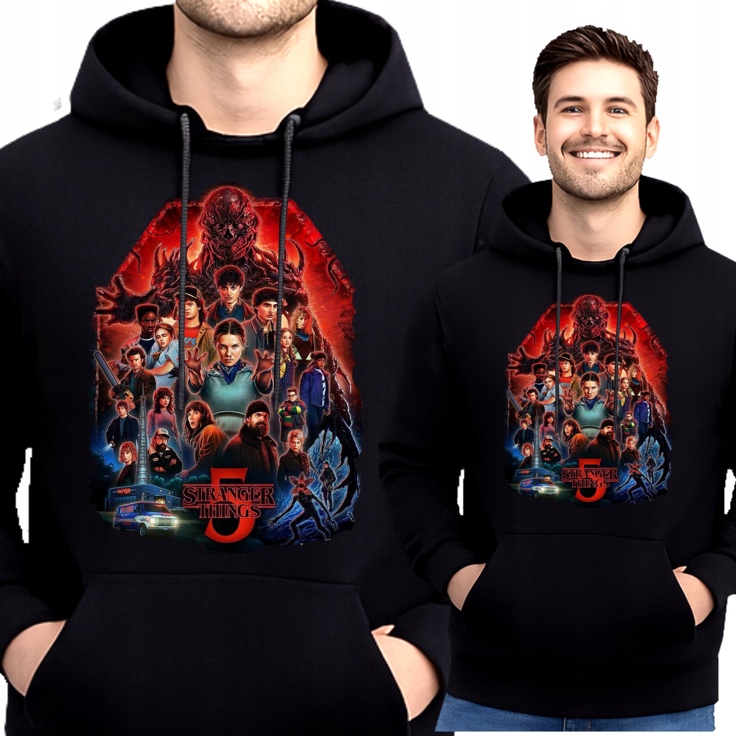 BLUZA STRANGER THINGS PREMIUM CIEPŁA KANGURKA Z KAPTUREM S P387