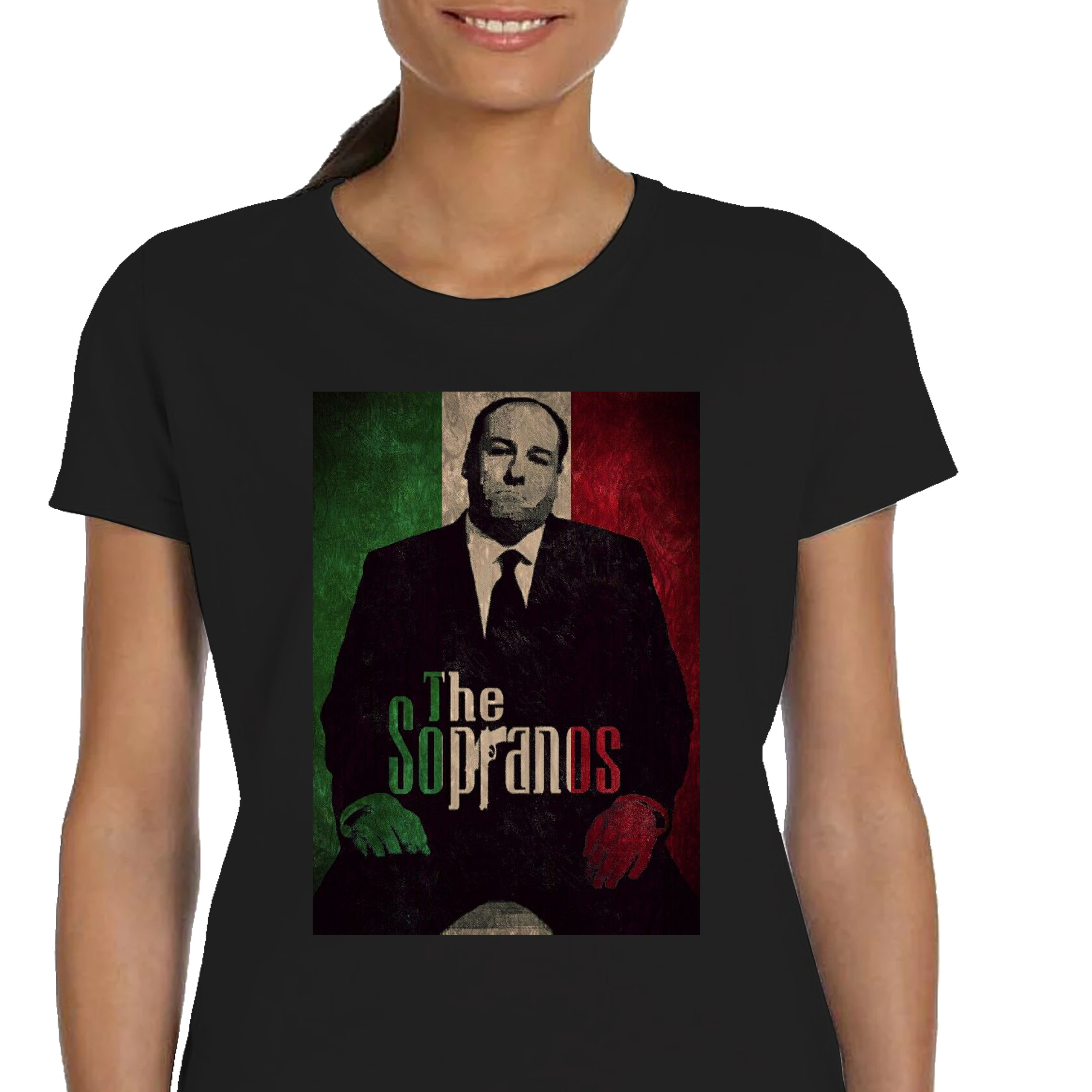 KOSZULKA DAMSKA Z NADRUKIEM RODZINA SOPRANO THE SOPRANOS CZARNA P306 L