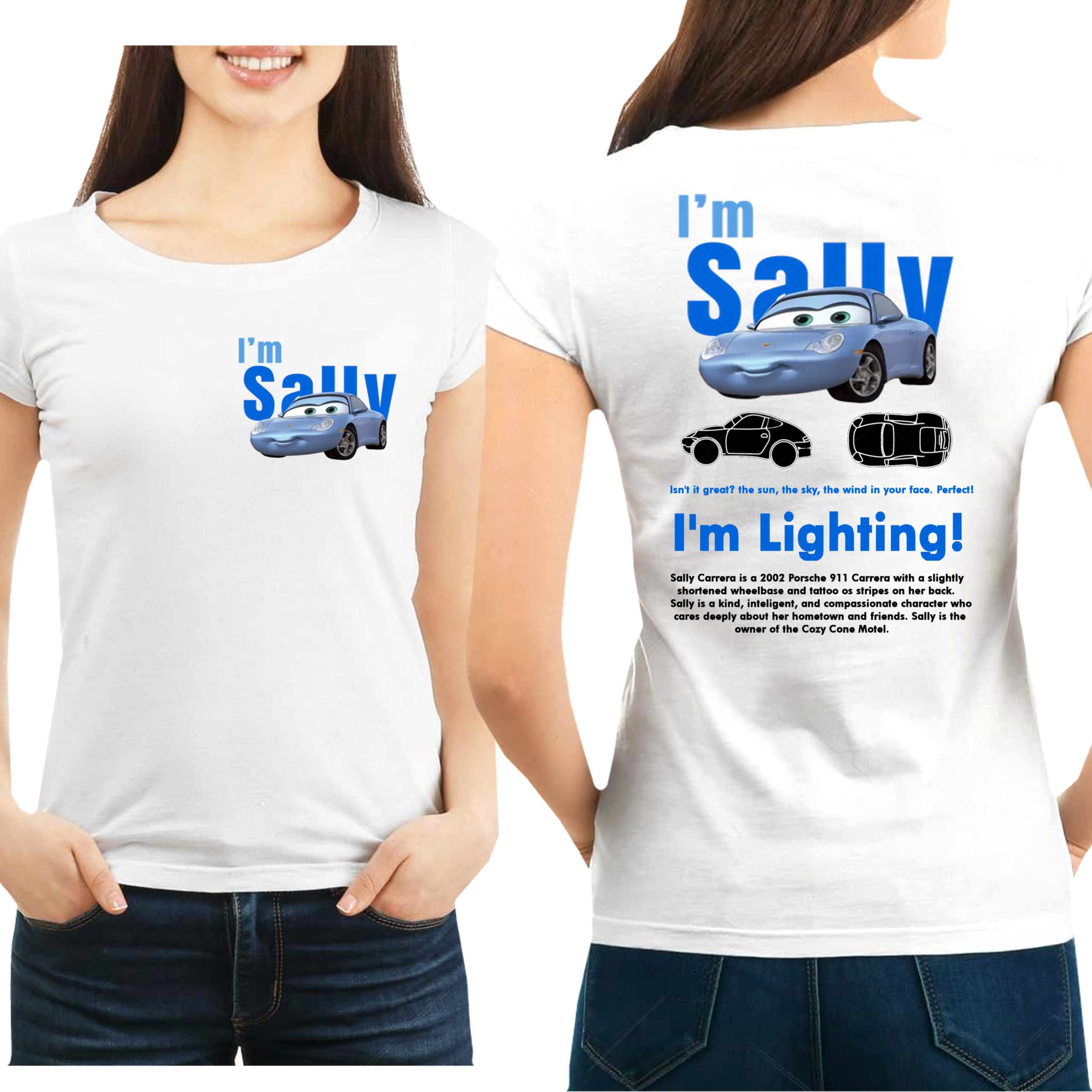 KOSZULKA DAMSKA Sally I'm Lightning Cars SALLY MCQUEEN PRZÓD TYŁ XL 3379