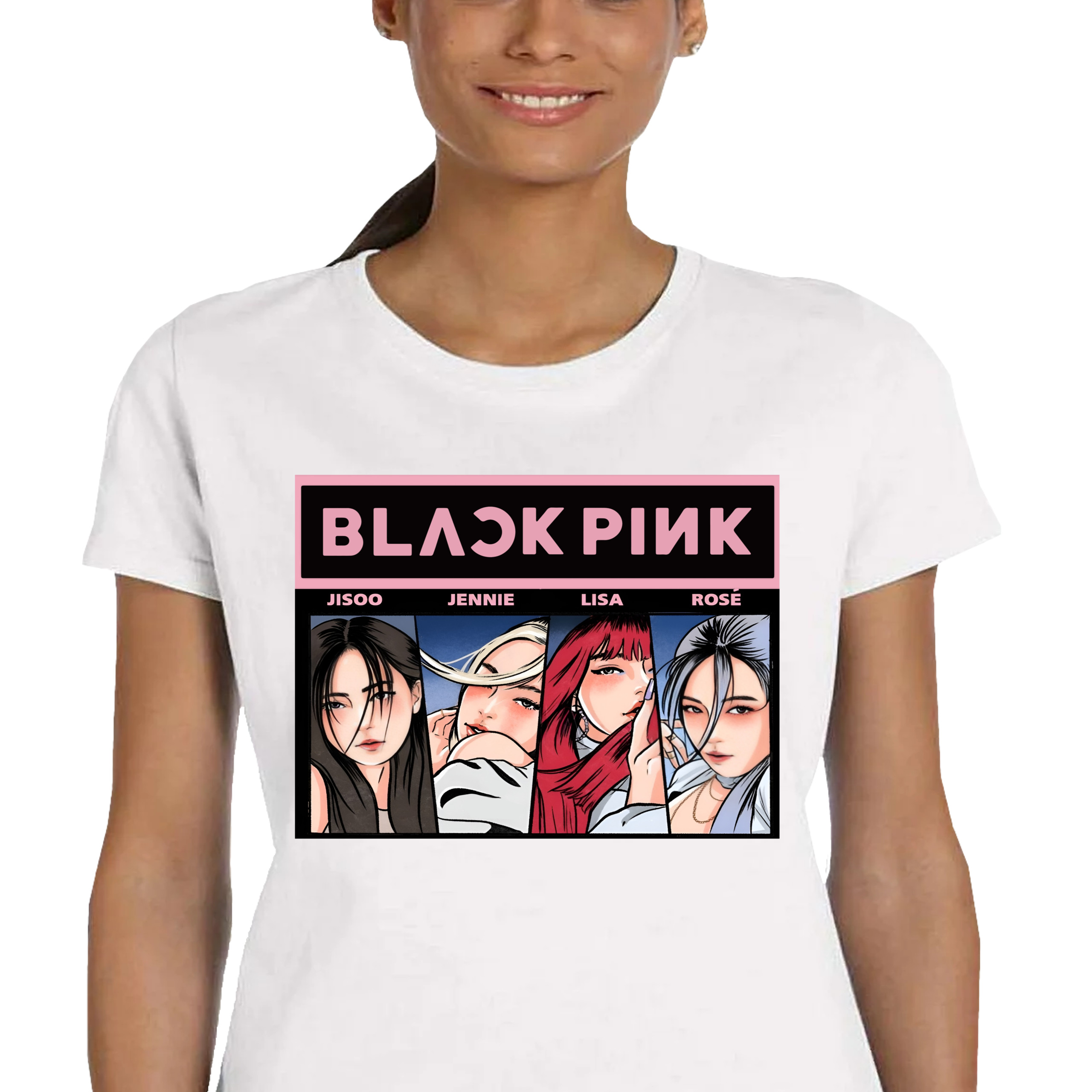DAMSKA KOSZULKA BLACKPINK KPOP Z NADRUKIEM ZESPÓŁ MUZYCZNY M P364