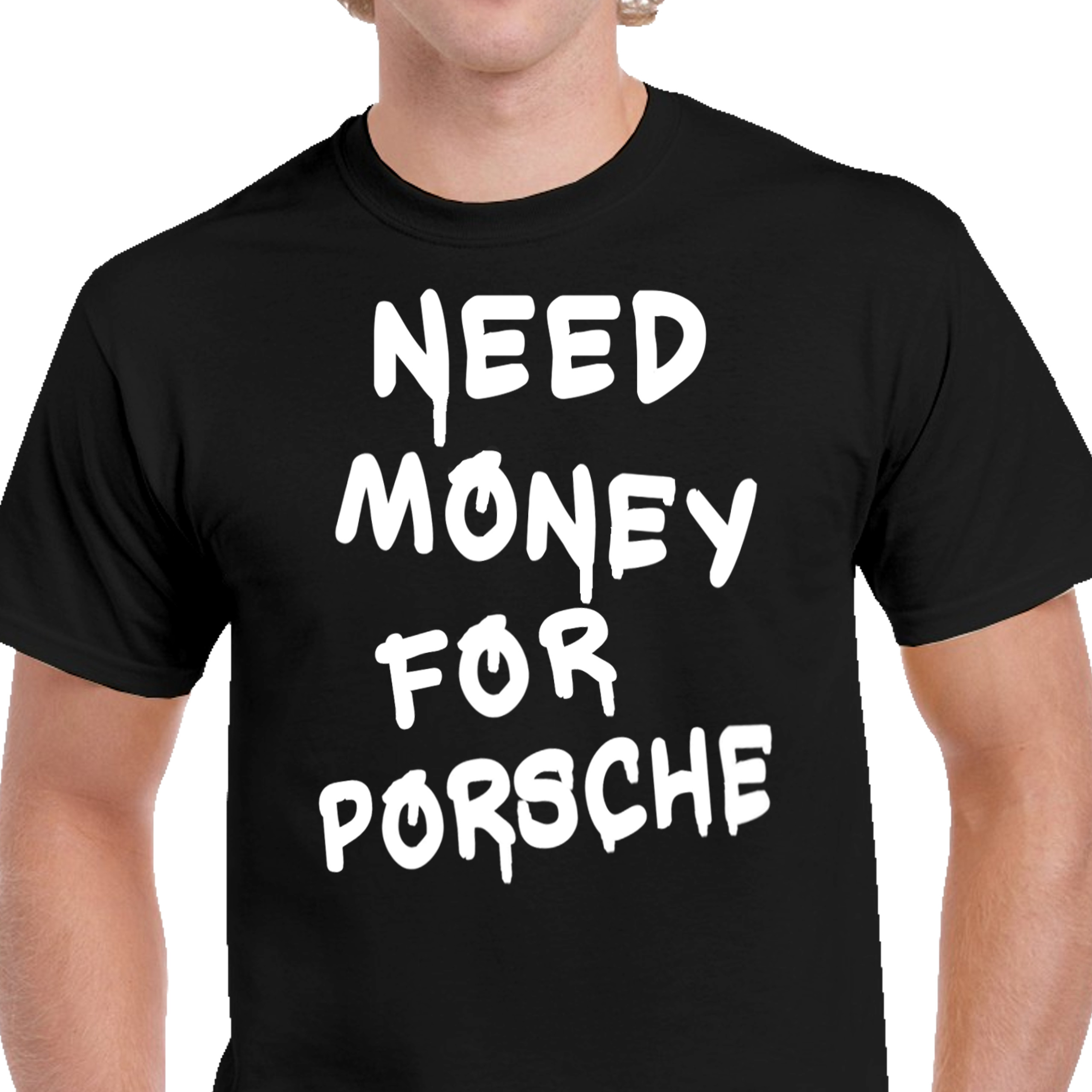 KOSZULKA MĘSKA NEED MONEY FOR PORSCHE BAWEŁNA 100% PREZENT P108 L CZARNA