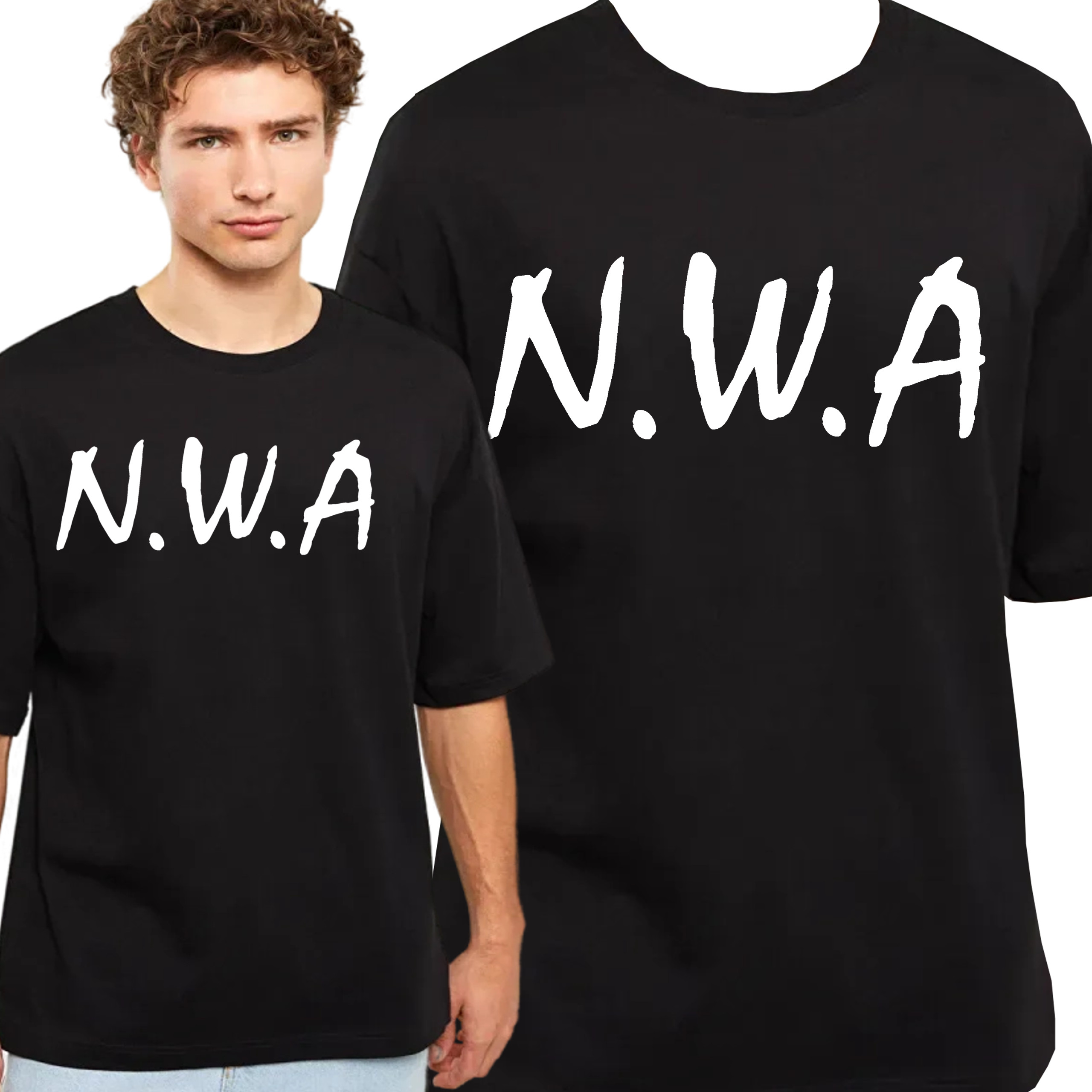 T-Shirt KOSZULKA N.W.A STRAIGHT OUTTA RAP NWA BAWEŁNA L 0846 CZARNA