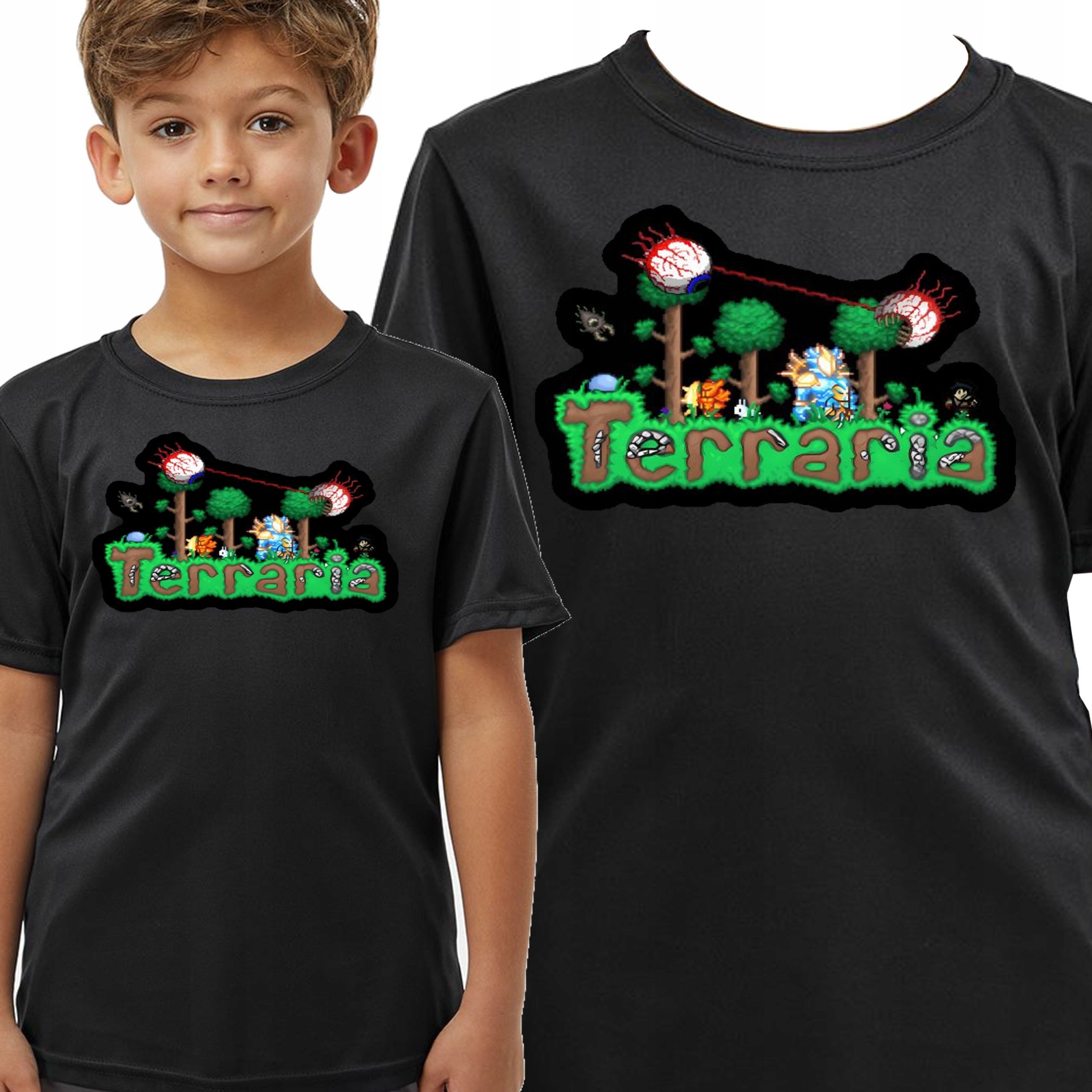 Terraria Gamingowa koszulka dzieicęca dla fanów gry 140 3413 CZARNA