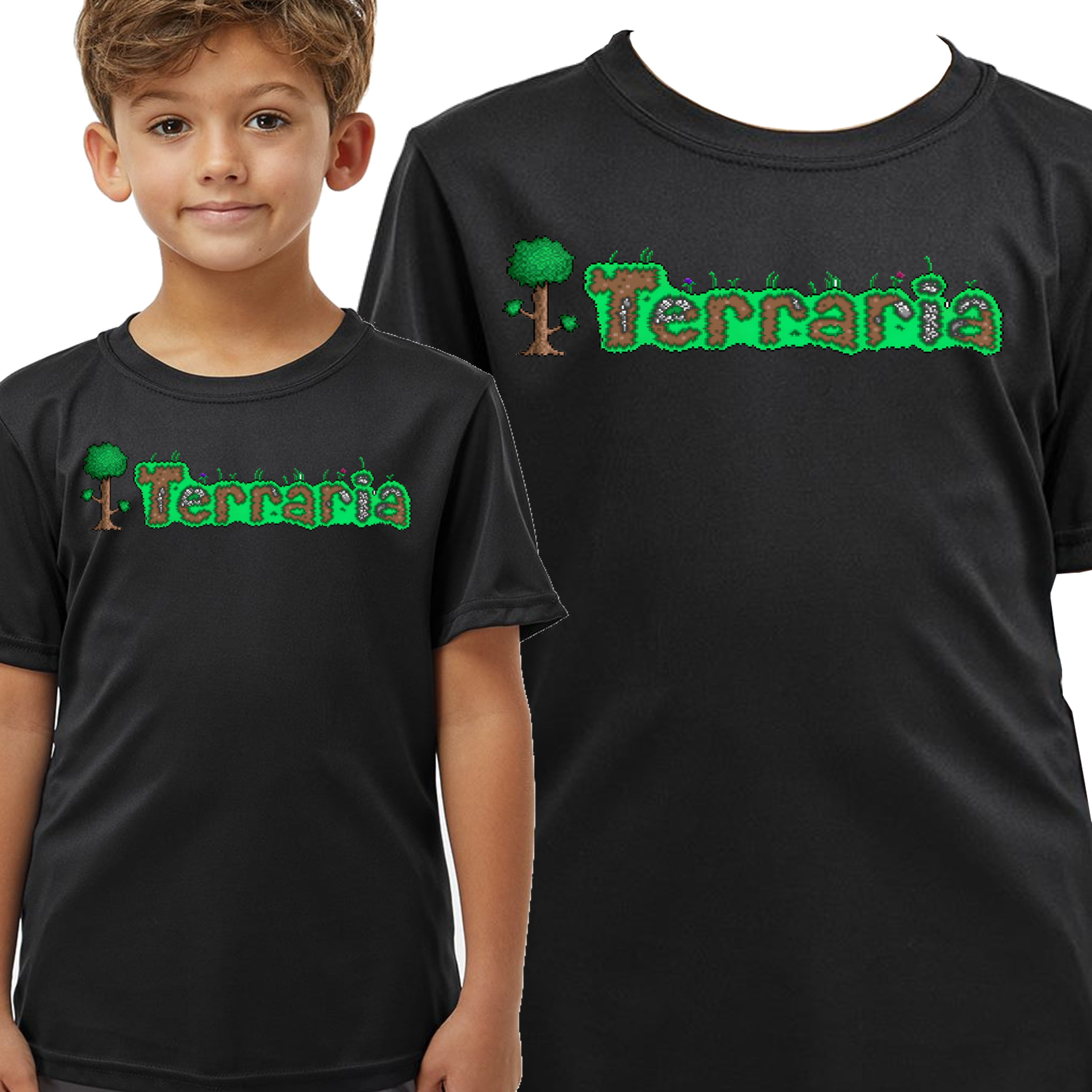 Terraria Gamingowa koszulka dzieicęca dla fanów gry 140 3412 CZARNA