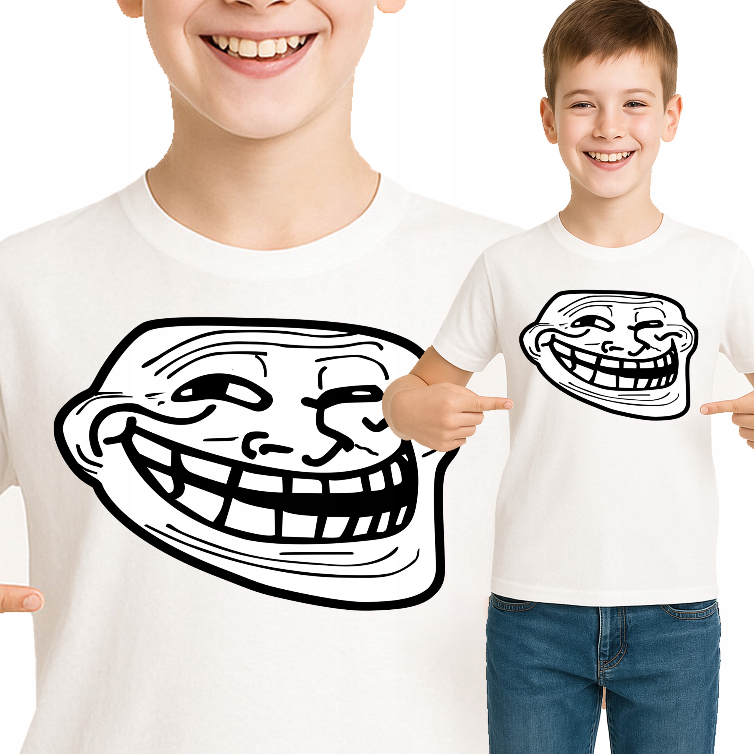 TROLL FACE KOSZULKA DZIECIĘCA ŚMIESZNA MEMY JAKOŚĆ PREMIUM 128 3152