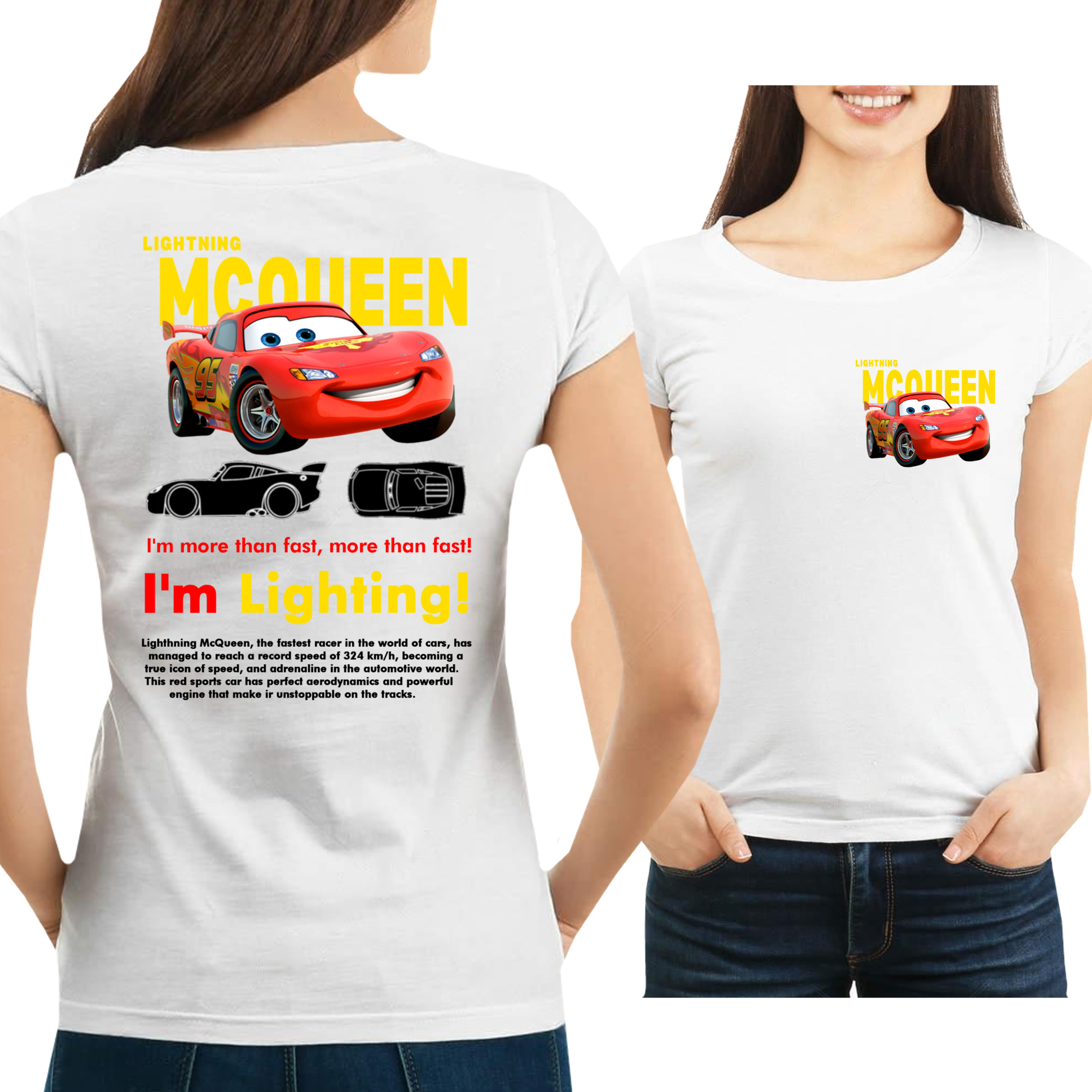 KOSZULKA DAMSKA I'm Lightning Cars Mcqueen SALLY PRZÓD TYŁ L 3378