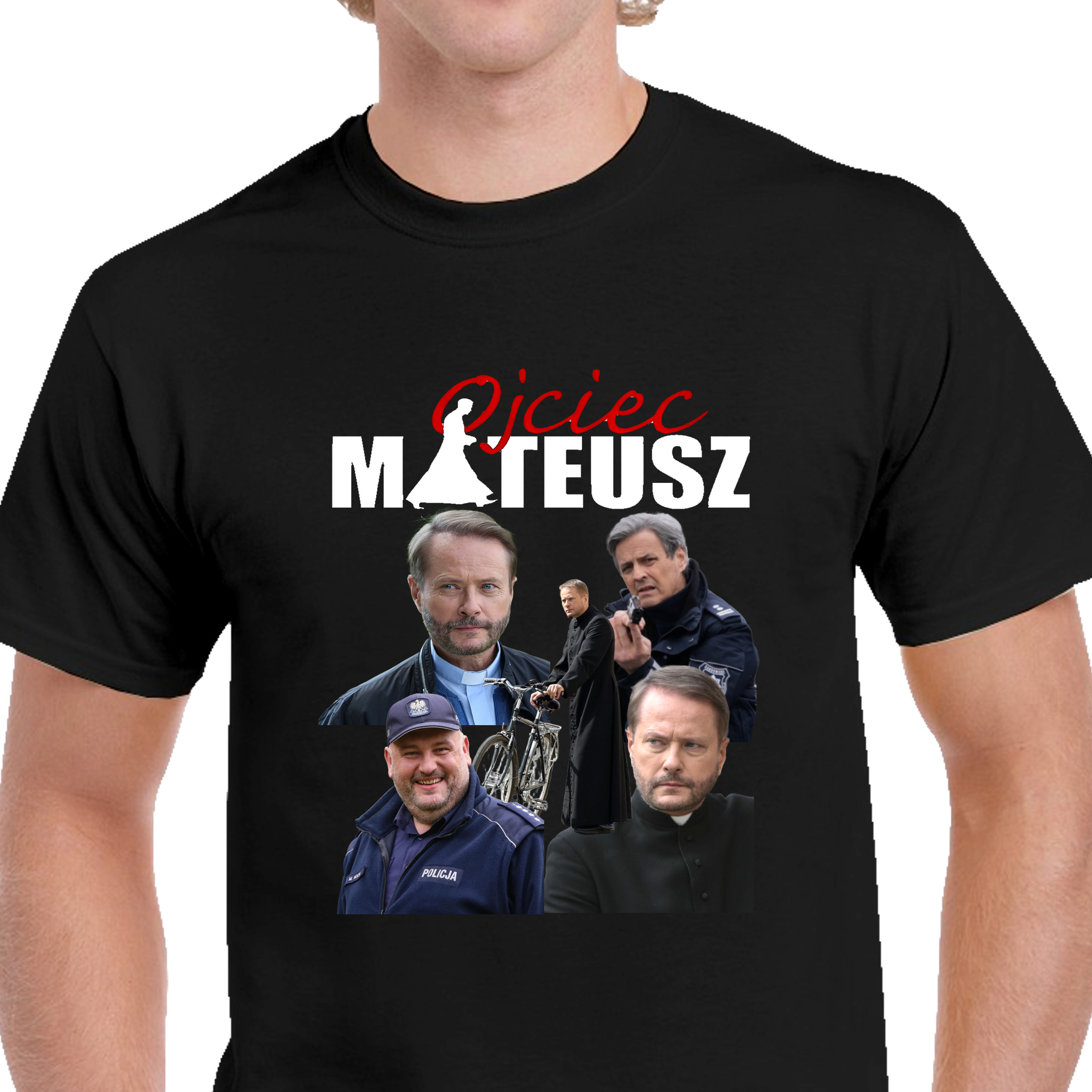 KOSZULKA MĘSKA CZARNA OJCIEC MATEUSZ SERIAL TVP DLA FANA L P358