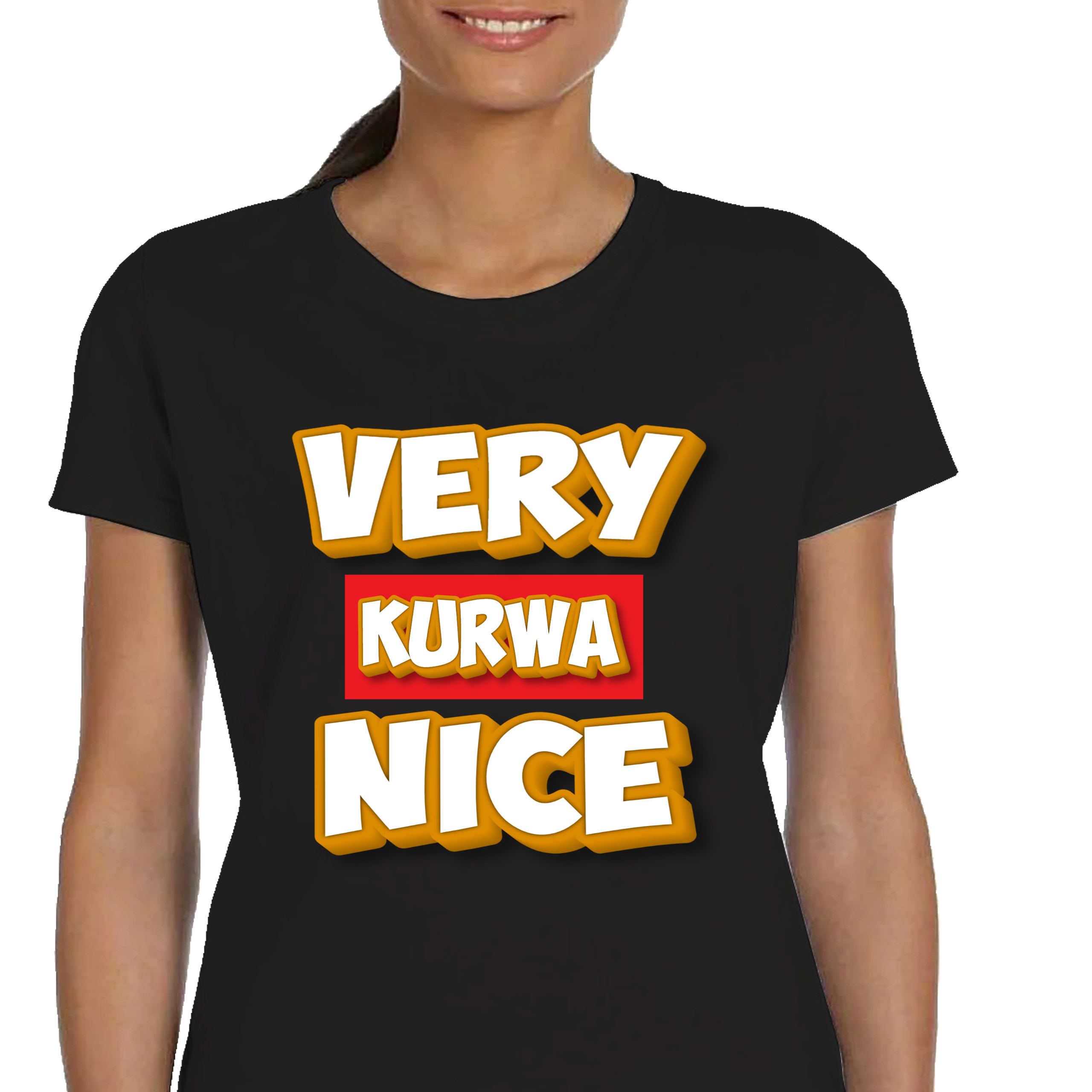 DAMSKA KOSZULKA CZARNA ŚMIESZNA VERY NICE TIK TOK JAKOŚĆ PREMIUM XL P360