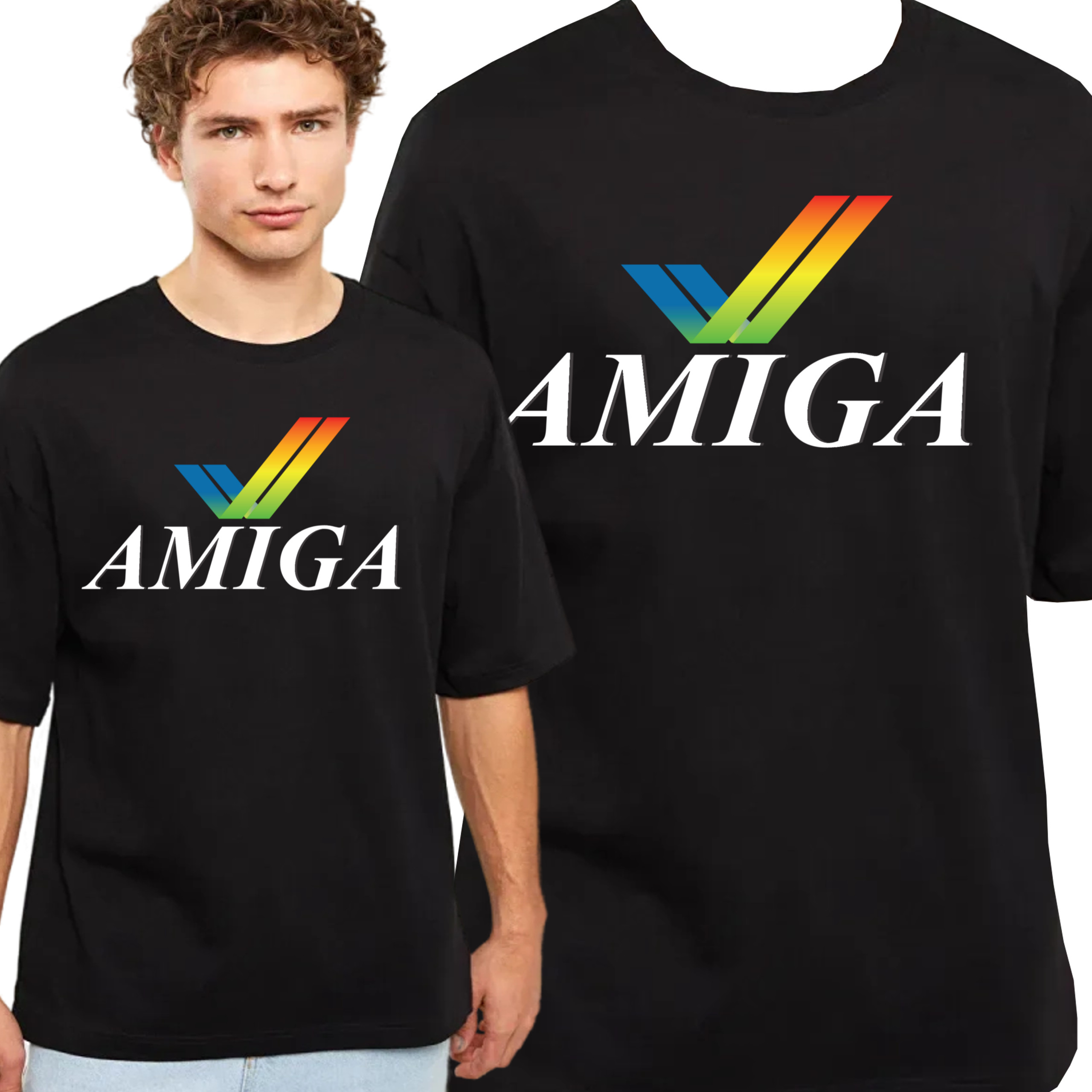0253 T-Shirt KOSZULKA AMIGA RETRO PREZENT JAKOŚĆ BAWEŁNA GRA XL CZARNA
