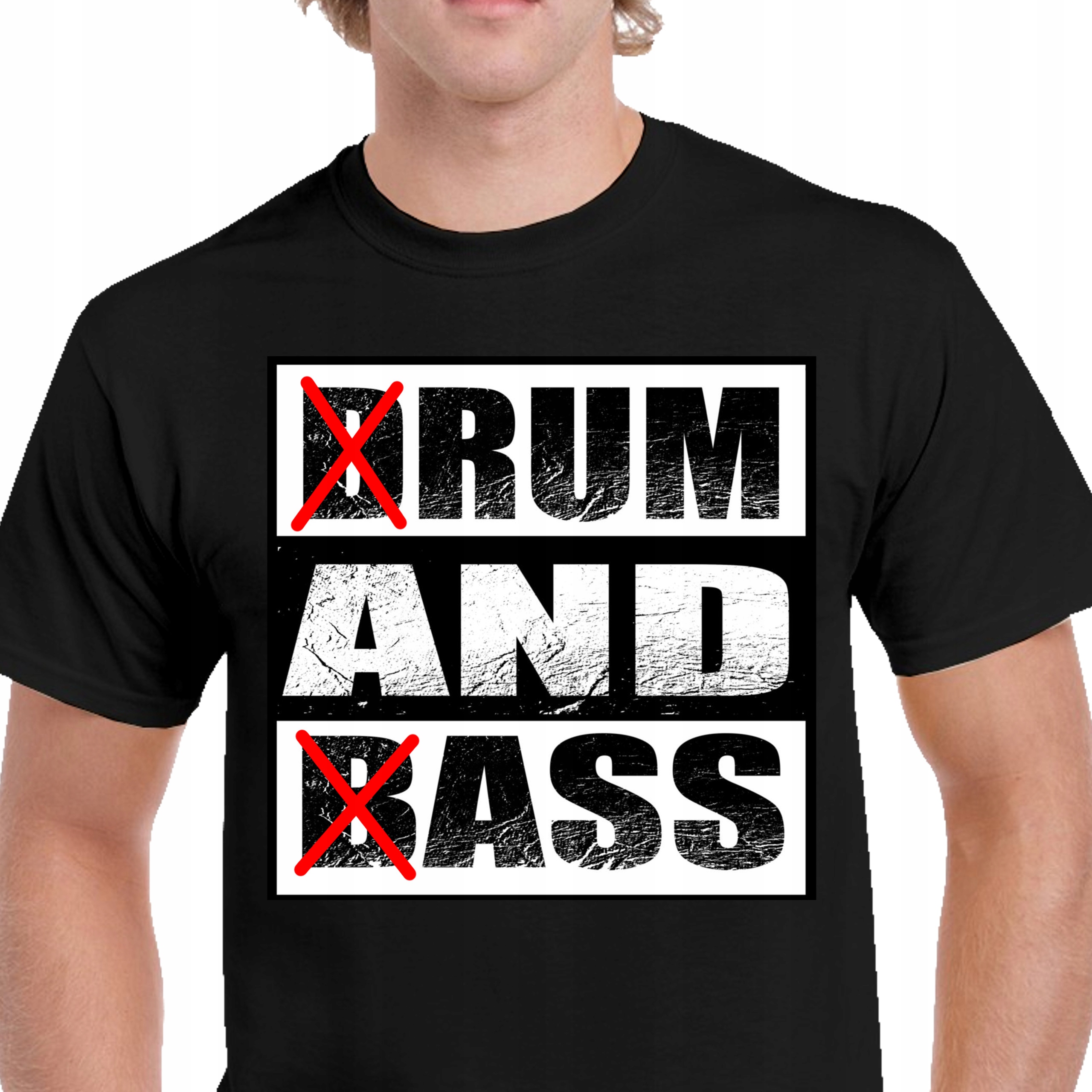 P343 KOSZULKA MĘSKA CZARNA Śmieszna Drum And Bass Rum And Ass Bawełna S