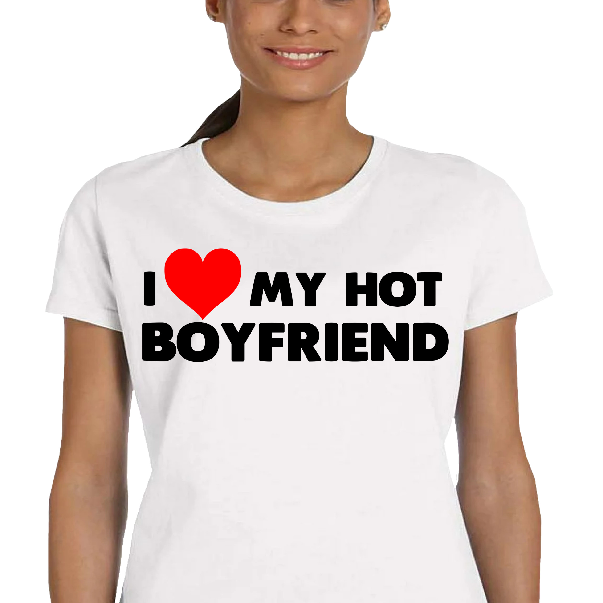 P165 KOSZULKA DAMSKA I LOVE MY HOT BOYFRIEND DLA CHŁOPAKA DZIEWCZYNY M