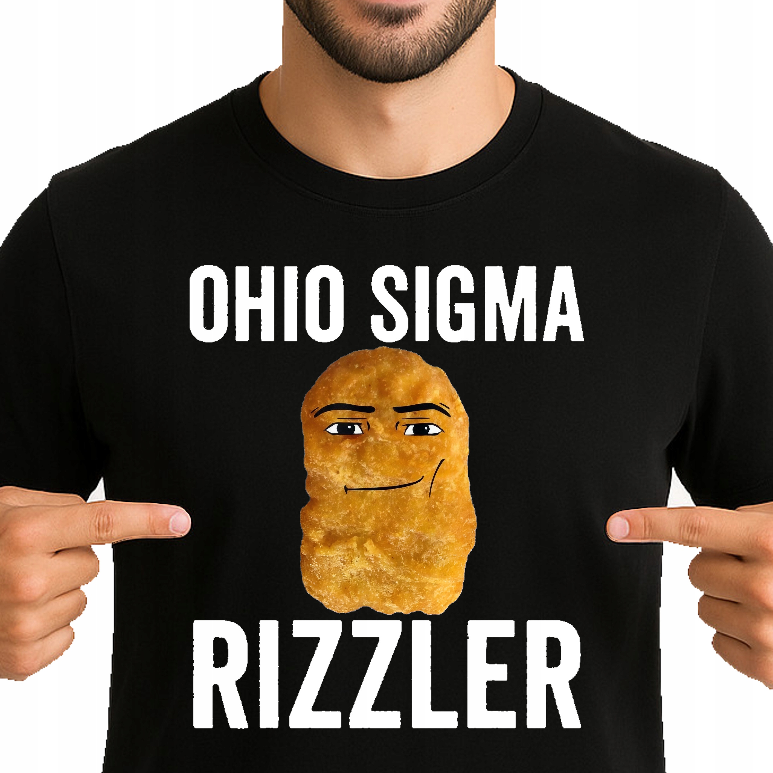 KOSZULKA Ohio Sigma Rizzler Chicken Nugget Śmieszna Memy XXL 3561 CZARNA