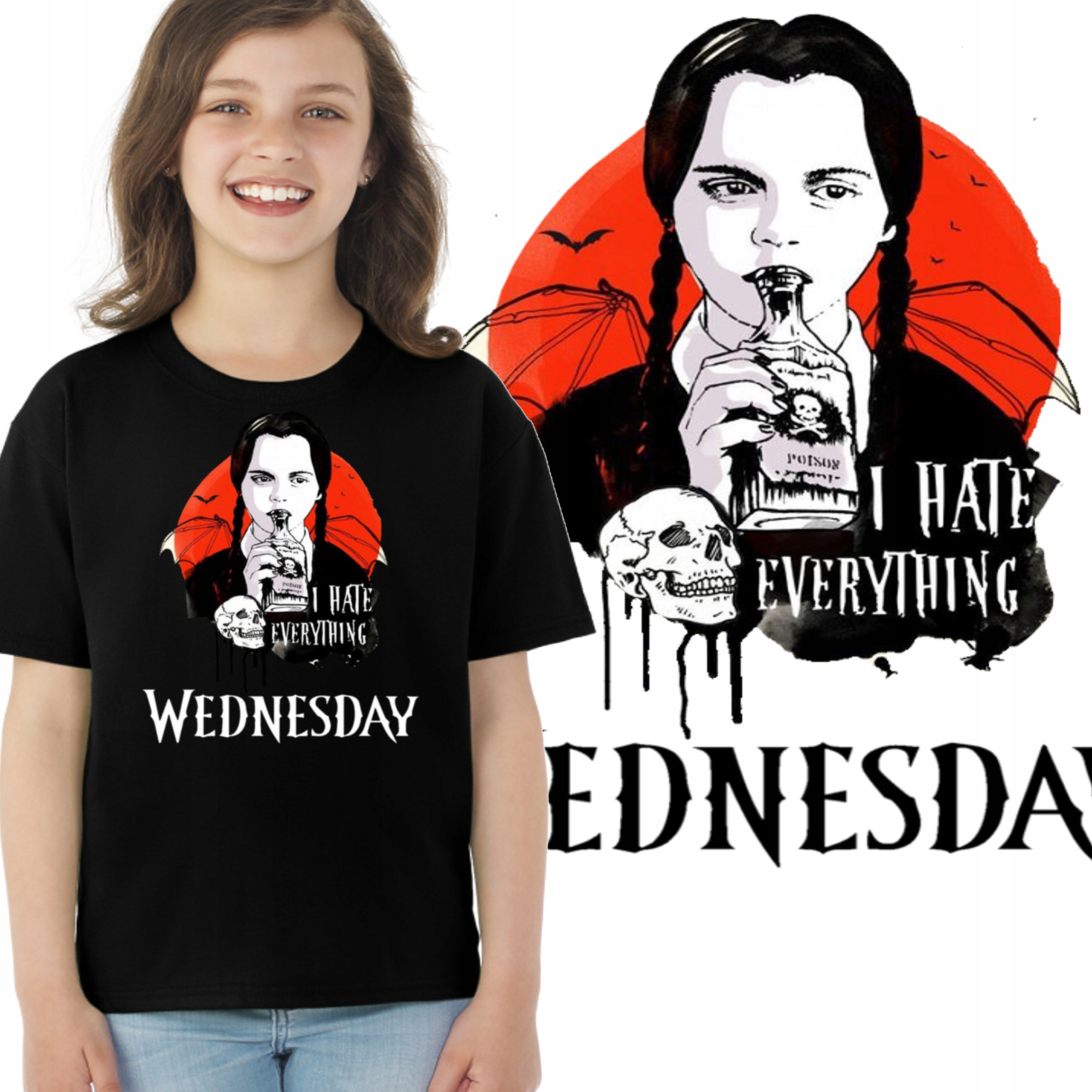WEDNESDAY ADAMS KOSZULKA DZIECIĘCA 3168 CZARNA 128